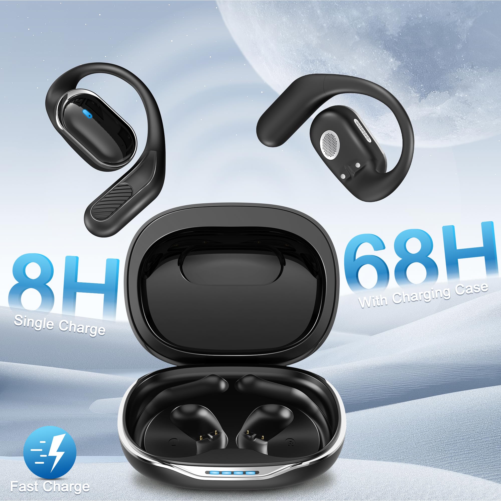 Wireless Earbuds with Real-Time AI Language Translation | 3-in-1 Bluetooth Headphones | HD Sound & Long Battery Life | Perfect for Business Meetings, Language Learning & International Travel | No Subscription Fee | Black