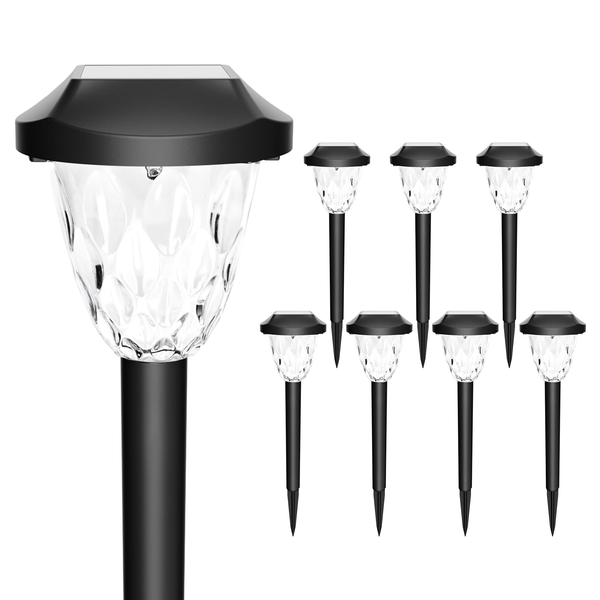GIGALUMI 8 Pack Solar Pathway Lights Outdoor - Waterproof Auto On/Off Solar Garden Lights for Yard, Walkway, Driveway & Lawn - Perfect for Landscape Lighting, Patio Decor & Backyard Illumination