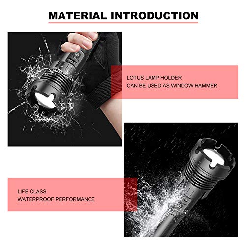 BESTSUN 1000,000 Lumens Super Bright XHP90 LED Flashlight - Rechargeable Waterproof Zoomable Flashlight with 7 Modes for Camping, Hiking, Emergency & Outdoor Adventures | High-Power Handheld Torch for Night Fishing, Hunting, and Survival Gear