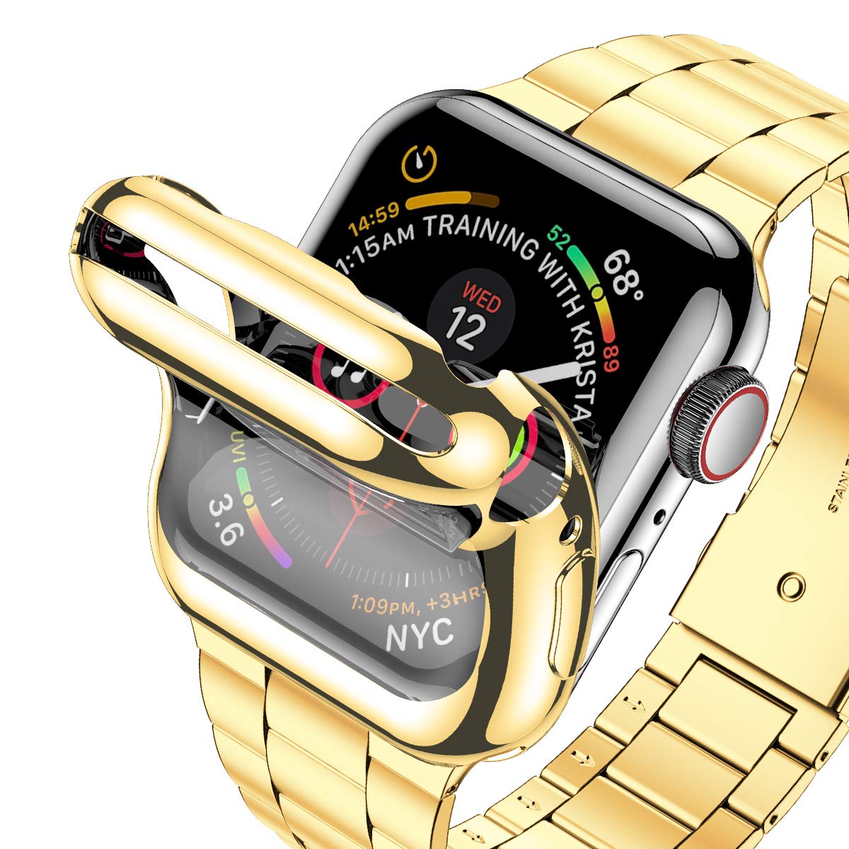Premium Stainless Steel Apple Watch Band Compatible with Ultra/Series 10/9/8/7/6/SE/5/4/3/2/1 - 49mm 46mm 45mm 44mm 42mm 40mm 41mm 38mm - Includes Protective Case & Screen Protector for Men & Women | Perfect for Business, Workout & Everyday Wear