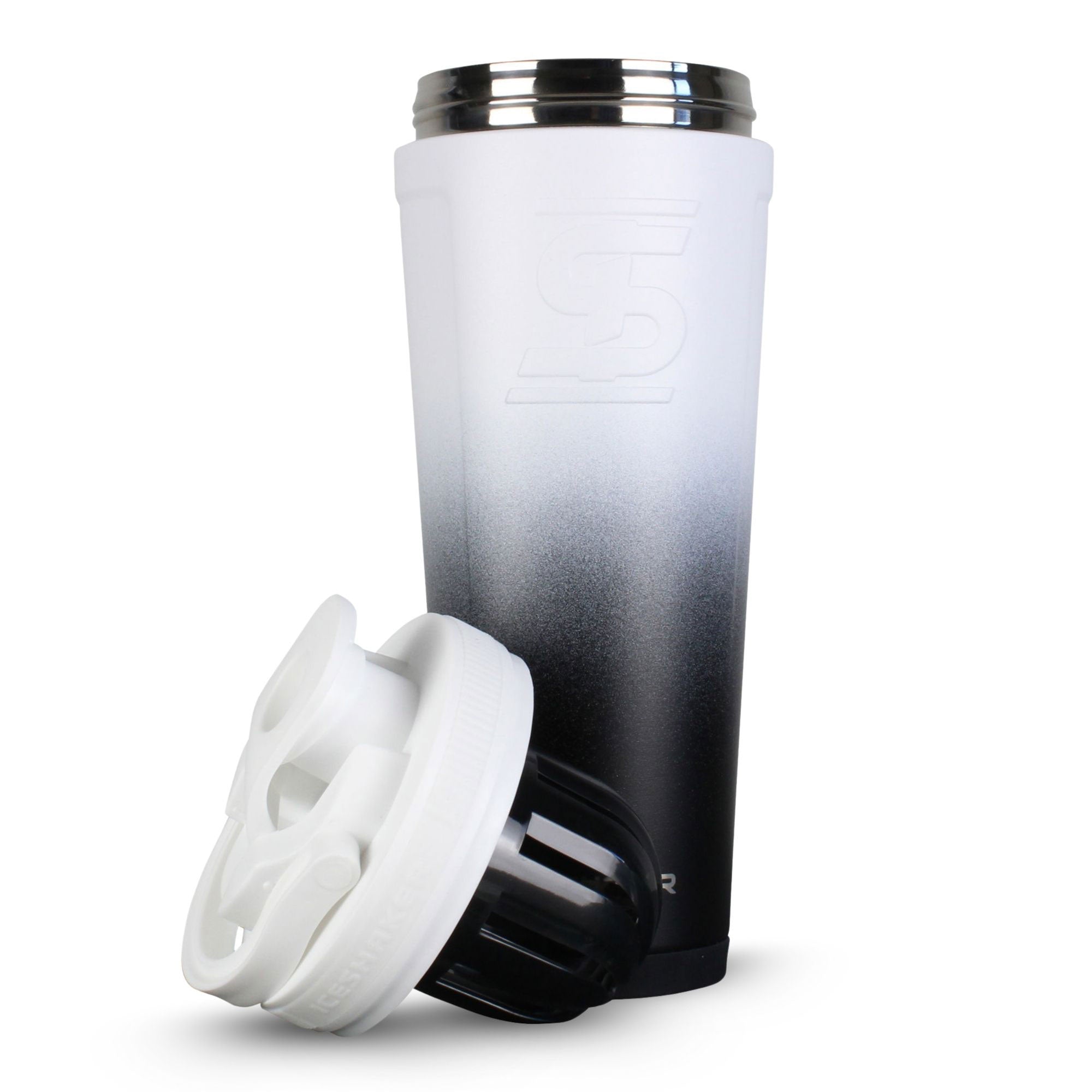 36oz Insulated Stainless Steel Shaker Bottle - Black & White Ombre Design for Protein Shakes, Smoothies & Post-Workout Drinks | Gym, Fitness & Home Use