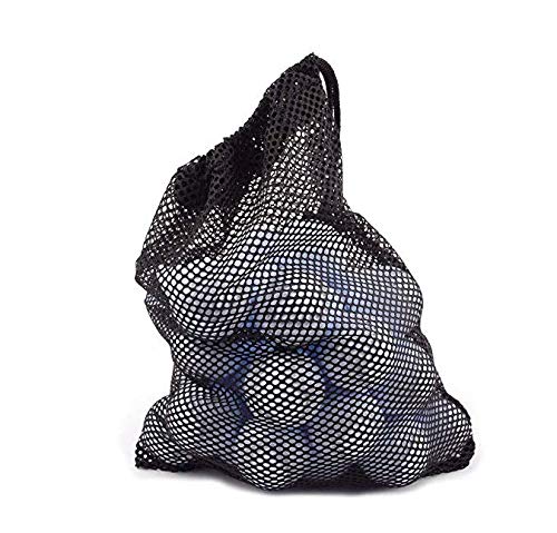 Durable Lightweight Nylon Mesh Bag with Sliding Drawstring Closure - Large Black Sports Storage Bag Holds 48 Golf/Tennis Balls - Perfect for Gym, Beach, Swimming & Travel Accessories Organization