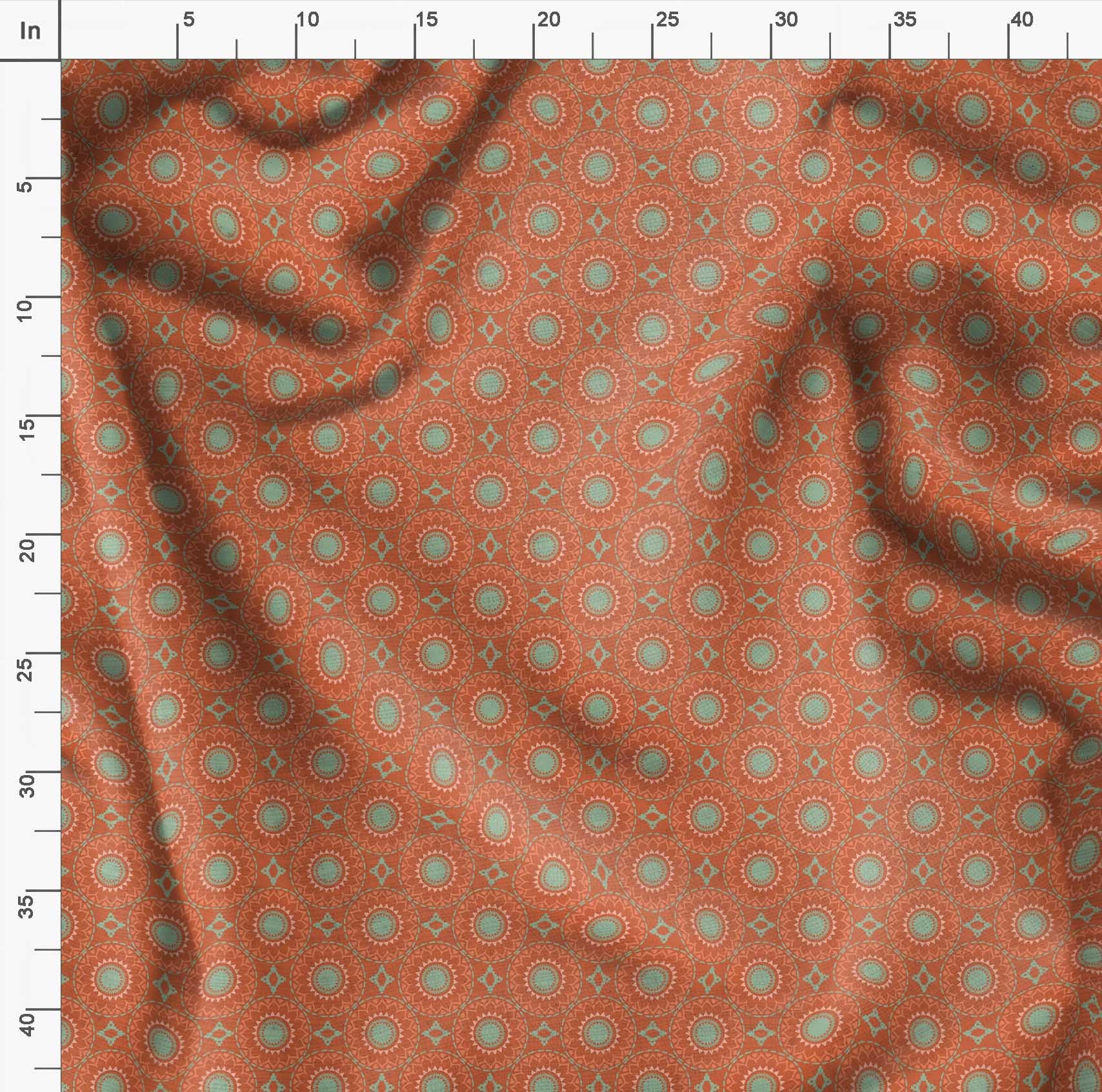 Soimoi Orange Polyester Crepe Fabric by The Yard - 42 Inch Wide Mandala Geometric Print - Bohemian Style Printed Fabric for DIY Fashion, Home Decor & Craft Projects