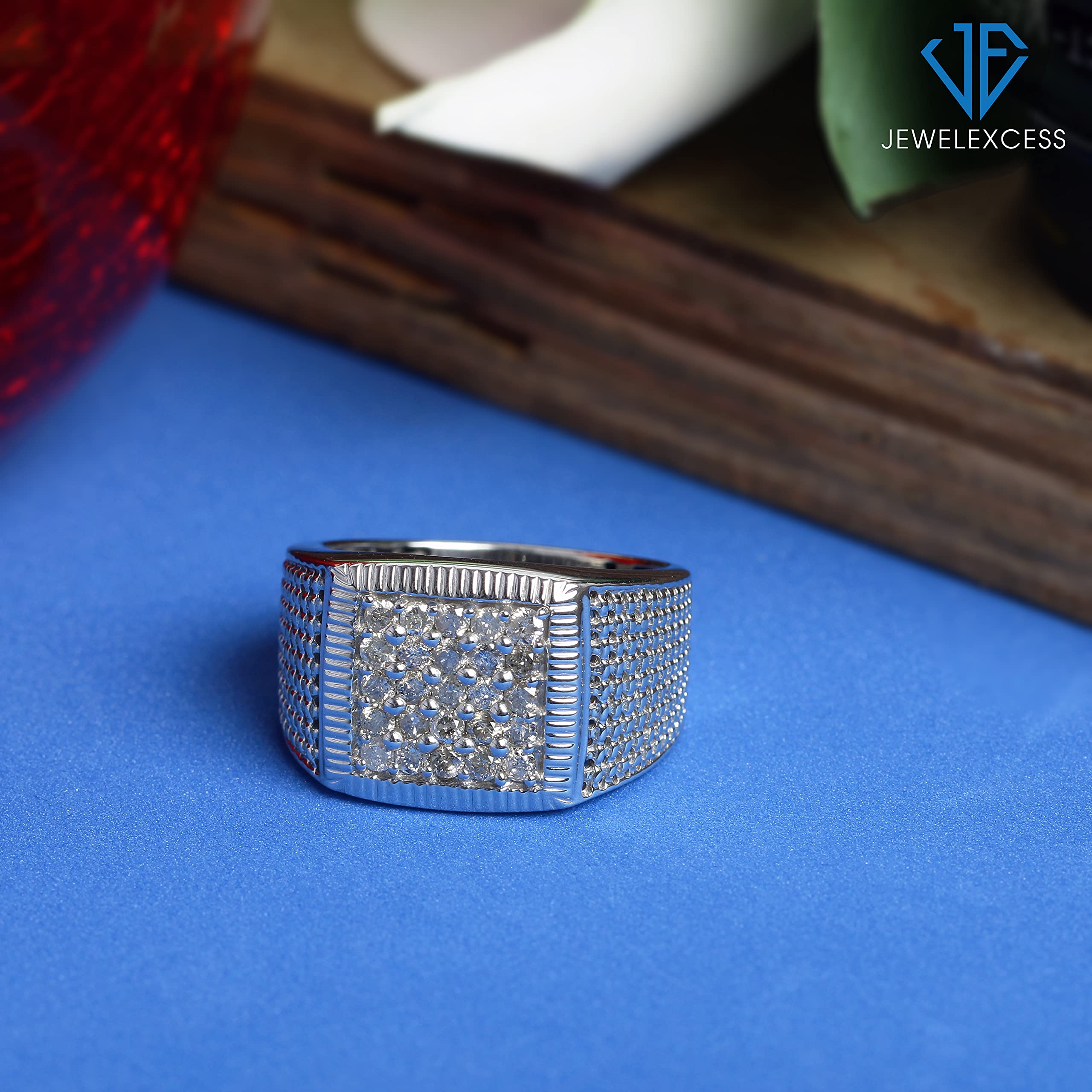 **1CTTW Genuine White Diamond Men's Ring – Hypoallergenic Sterling Silver Wedding Band – Luxury Fashion Statement Jewelry for Men – Perfect Gift for Anniversary, Engagement & Special Occasions**