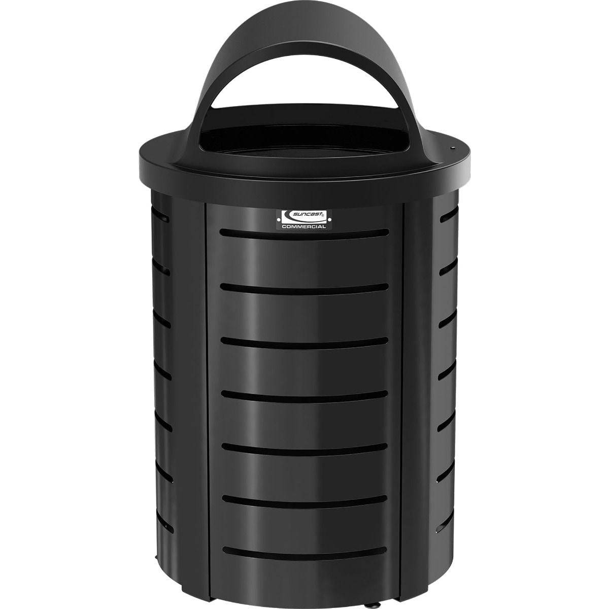 35 Gallon Outdoor Decorative Metal Trash Can With Roto Molded Lid - Durable Rustproof Garbage Bin for Patio, Garden, and Backyard Waste Disposal