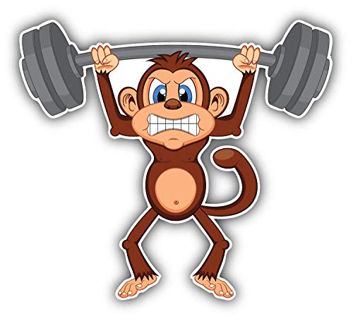 Funny Magnet Monkey Weightlifter Cartoon Vinyl Car Magnet - 5'' x 5'' Flexible Magnetic Bumper Sticker for Trucks, Windows & Vehicles | Perfect for Car Enthusiasts, Gifts & Decoration