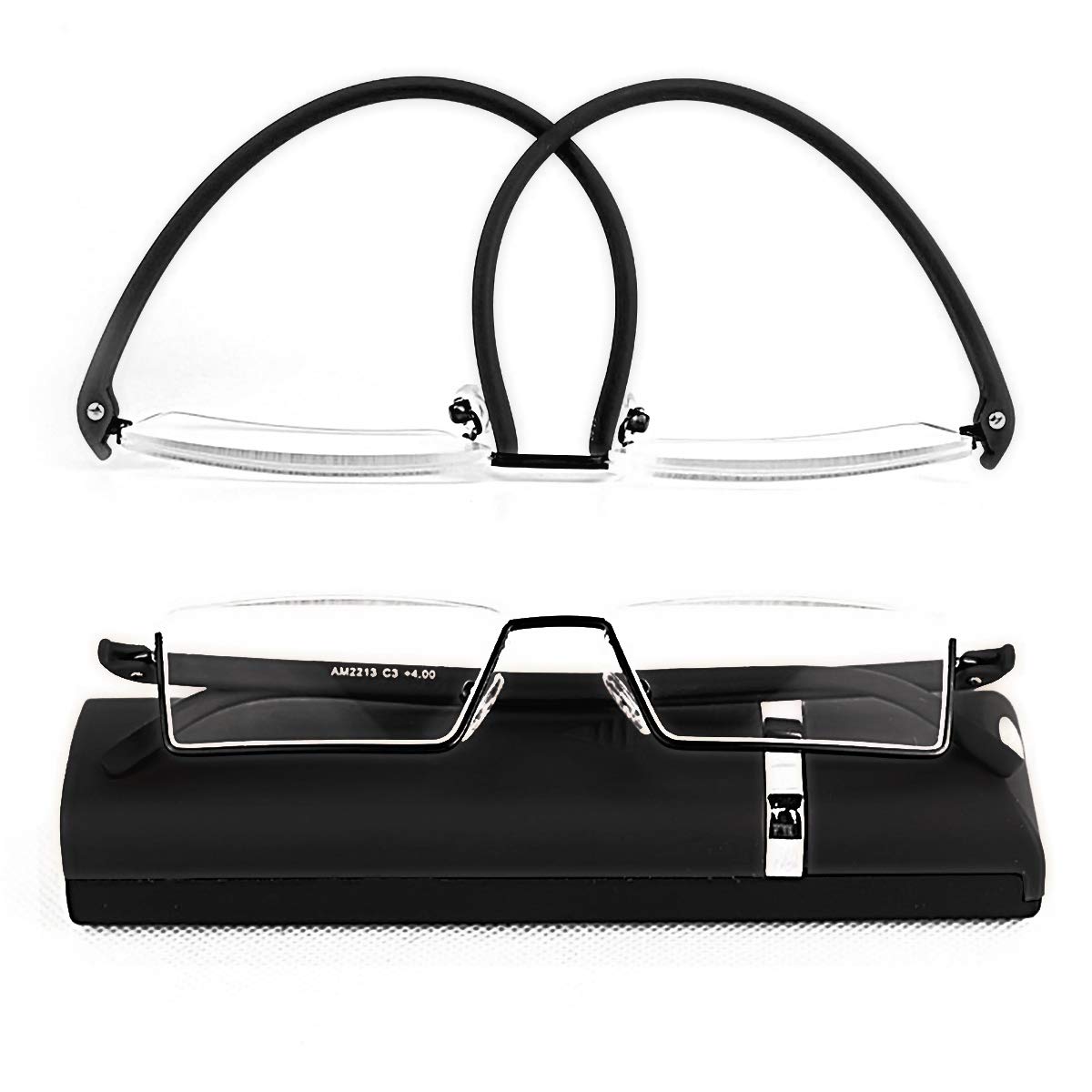Half Frame Reading Glasses for Men - Lightweight Half Rim Computer Glasses with Case (2 Pack) - Perfect for Office Work, Screen Reading & Daily Use
