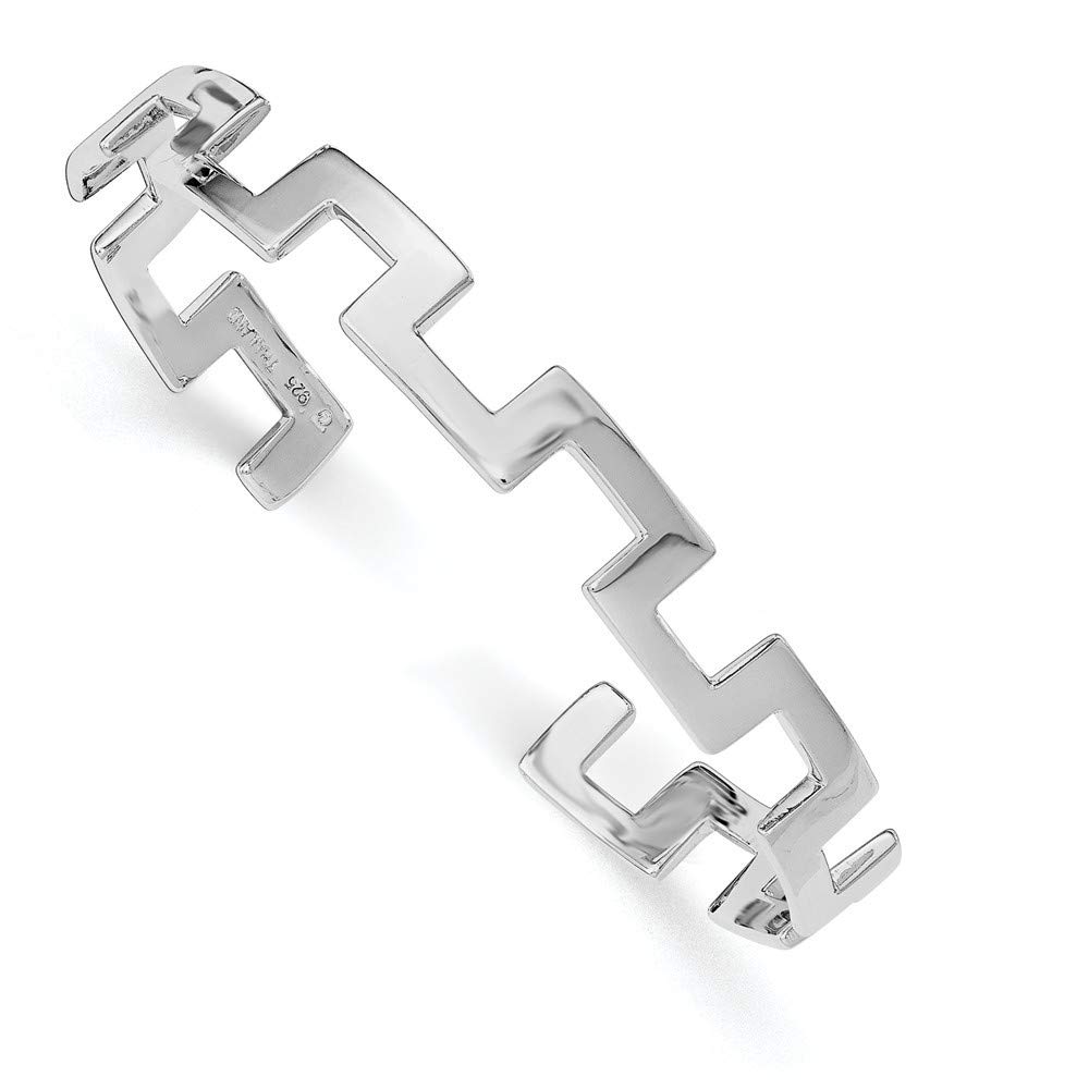 8.75mm 925 Sterling Silver Rhodium Plated Polished Stackable Bangle Bracelet for Women - Elegant Cuff Jewelry Gift for Birthday, Anniversary & Special Occasions