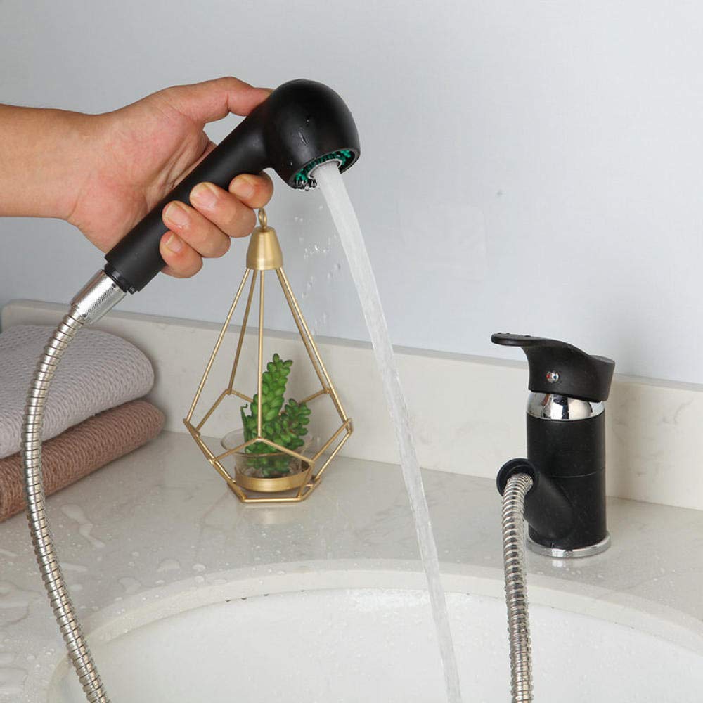 Black Single Handle Deck Mounted Kitchen Sink Faucet with Pull-Out Sprayer and 360° Swivel Spout - Perfect for Modern Kitchens, Dishwashing, and Food Prep
