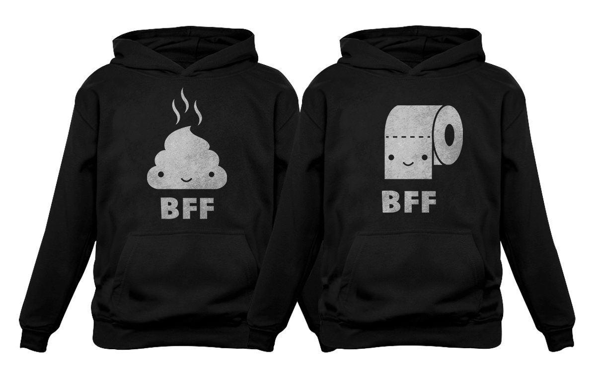 BFF Matching Hoodies - Funny Best Friends Set with Poop & Toilet Paper Design | Cute Couple Outfits for Besties, Sisters & Couples | Perfect for Birthdays, Christmas & Friendship Gifts