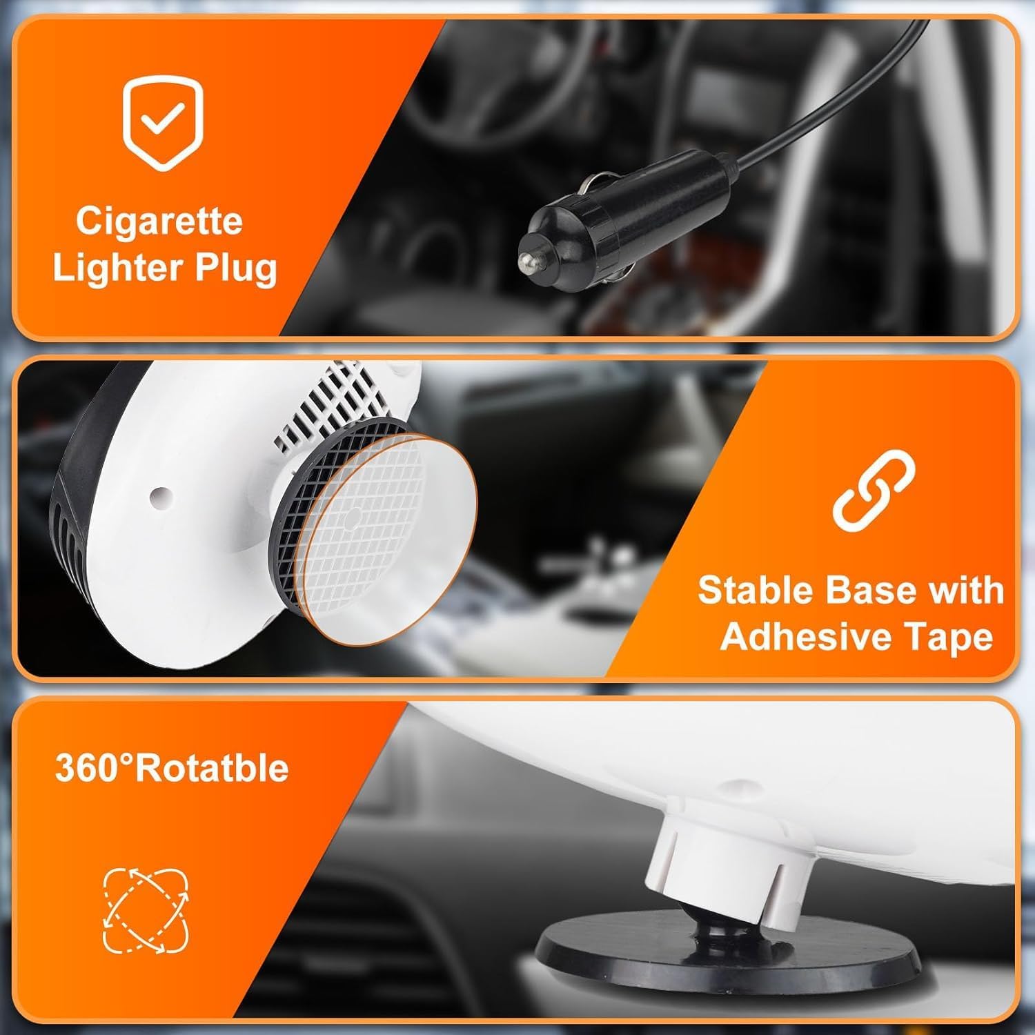 12V Portable Car Heater & Defroster - Dual Function Fast Heating & Cooling Windshield Defogger for Cars, Trucks, SUVs - Plugs into Cigarette Lighter (White) | Perfect for Winter Driving, Road Trips & Emergency Vehicle Heating