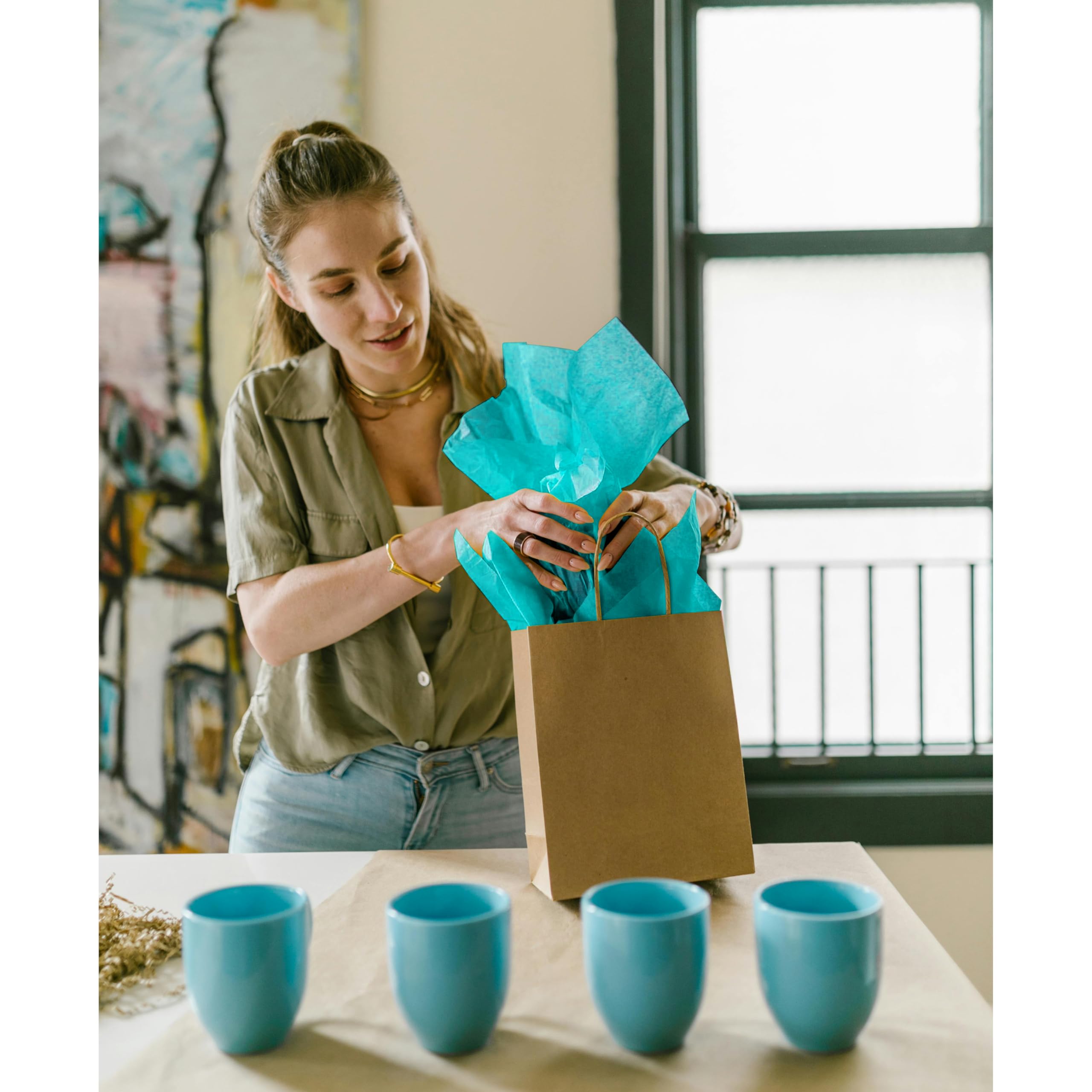 Premium Aqua Gift Wrapping Tissue Paper - 15