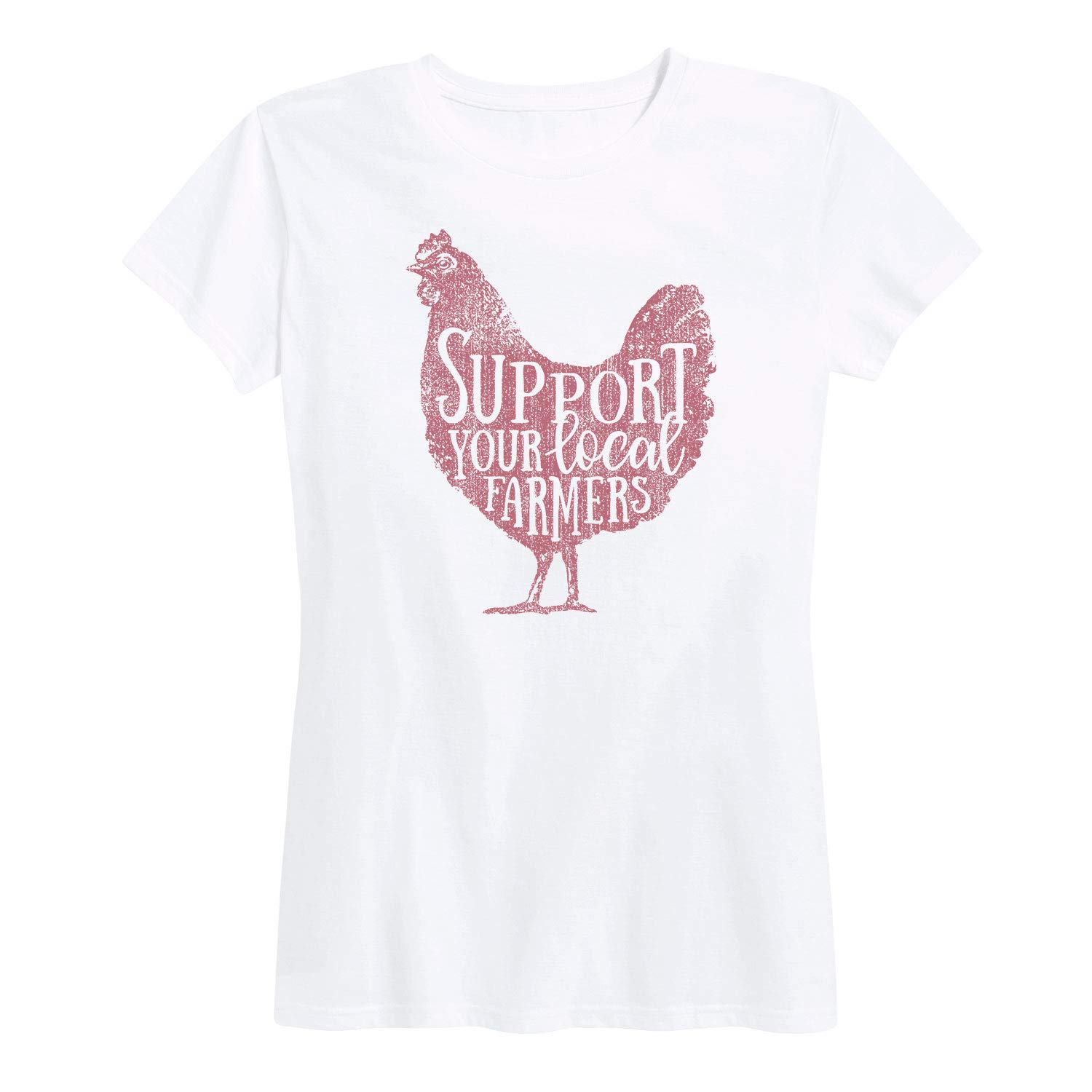 Support Your Local Farmers Chicken - Women's Short Sleeve Graphic T-Shirt | Comfortable Casual Cotton Tee for Everyday Wear | Perfect for Farmers Market, Grocery Shopping & Country Outings