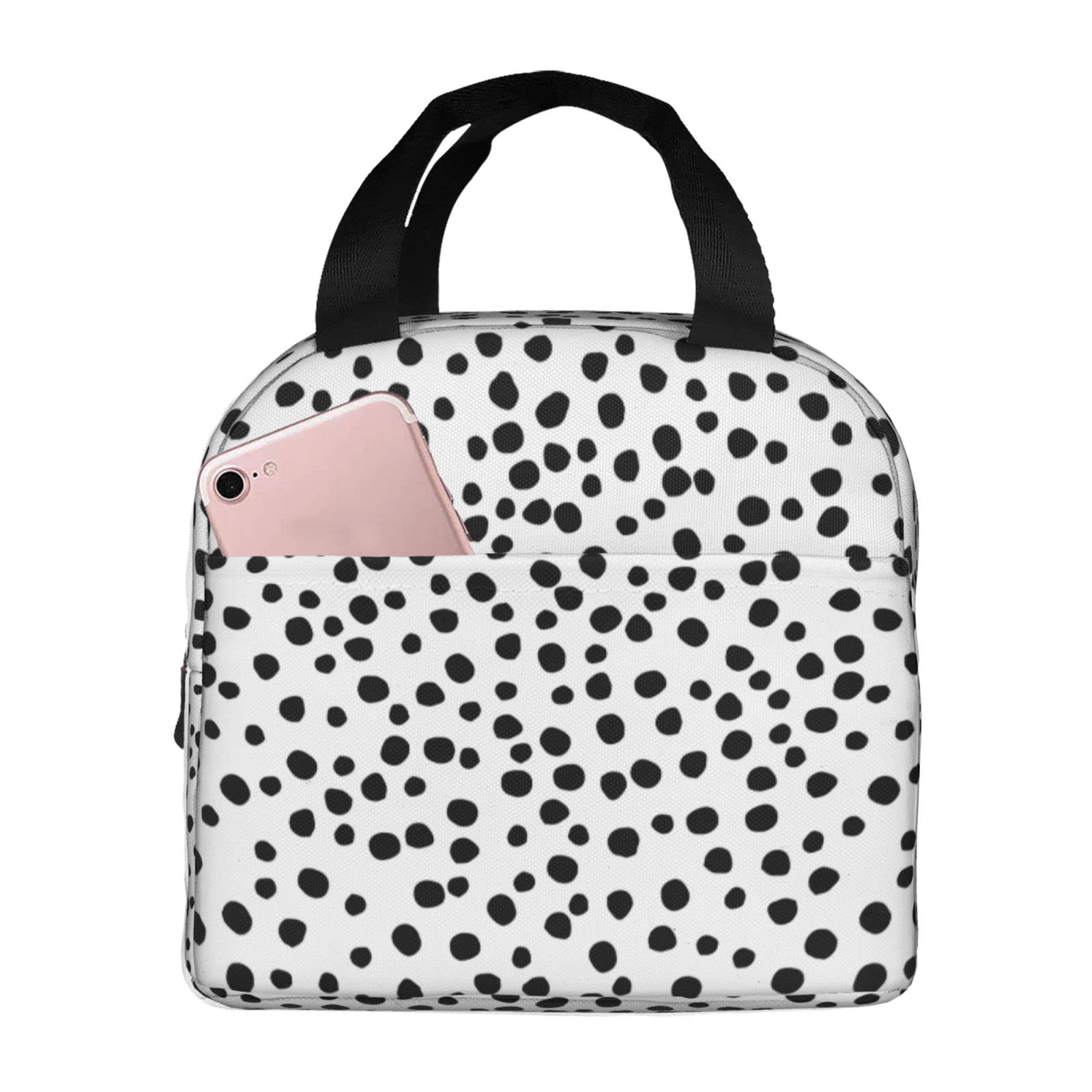 Polka Dot Insulated Lunch Box for Women, Men, Kids - Reusable & Washable Thermal Lunch Bag for School, Office, Picnics & Outdoor Activities