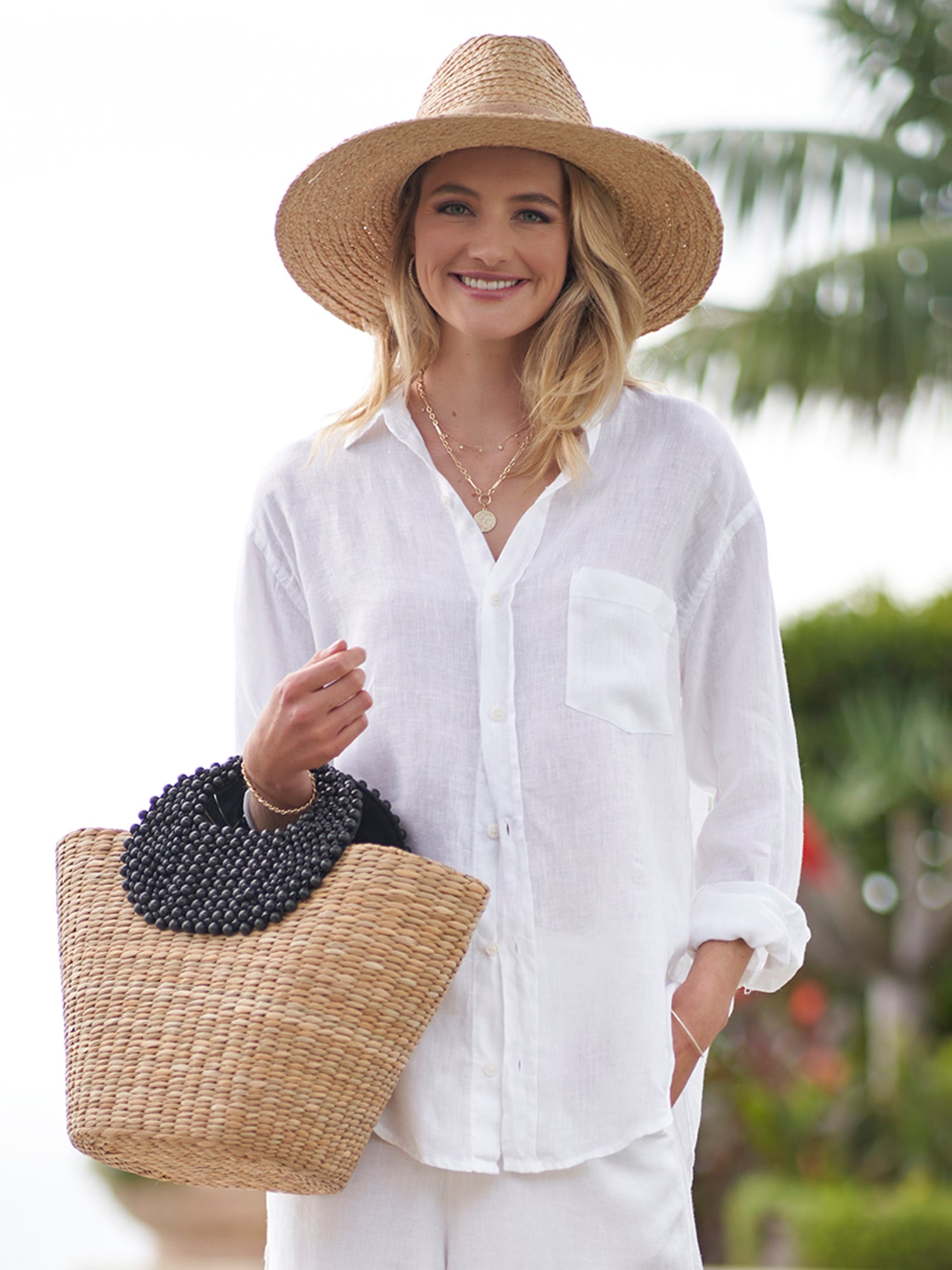 Stylish Pebble Raffia Tote Bag - Eco-Friendly Woven Straw Beach Bag for Women | Perfect for Summer Vacation, Poolside, Shopping & Travel Accessories