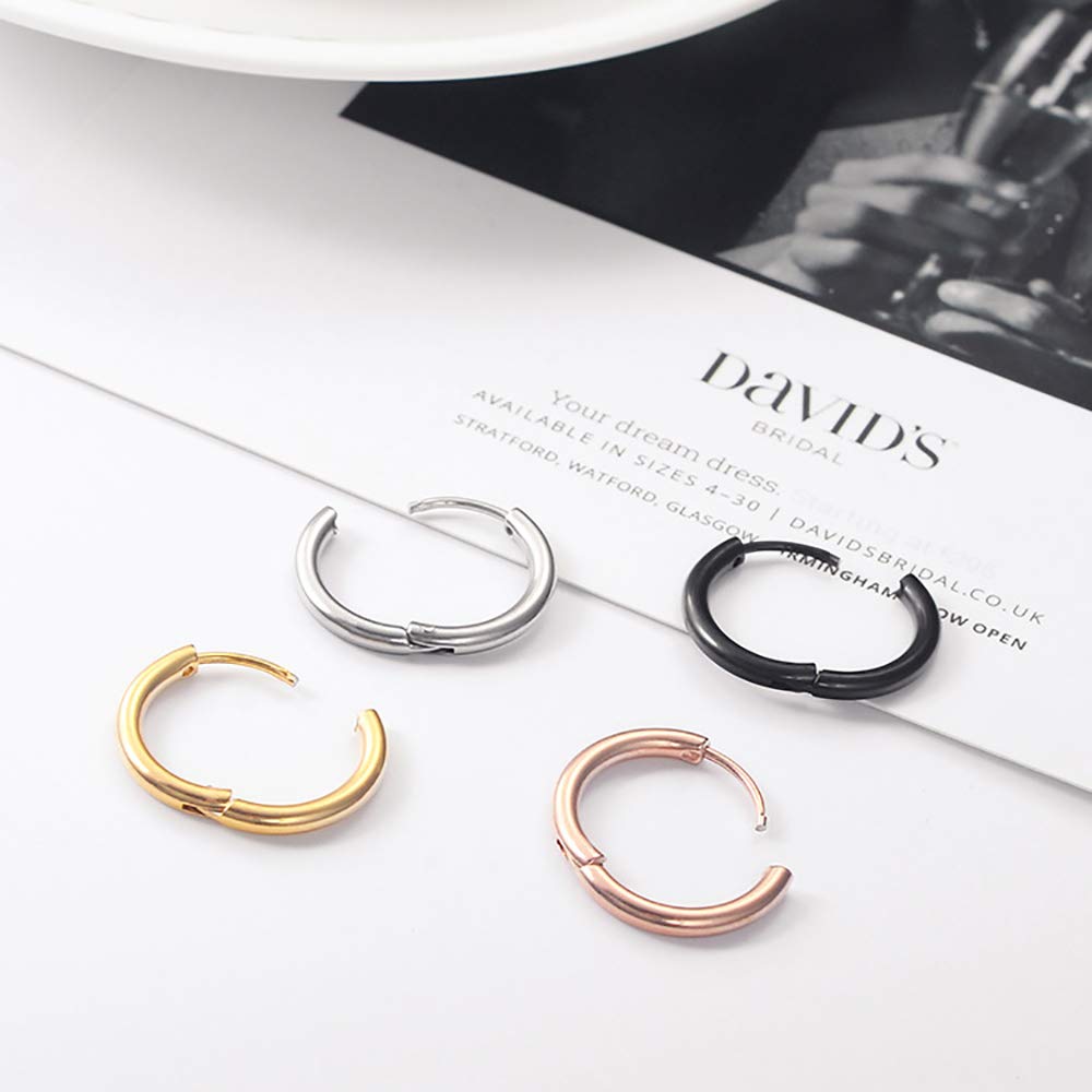 316L Surgical Stainless Steel Huggie Hoop Earrings - 6mm 8mm 10mm 11mm 12mm 14mm Sizes - Hypoallergenic Cartilage Helix Lobe Earrings for Men & Women - Perfect for Everyday Wear, Work, Date Night and Special Occasions