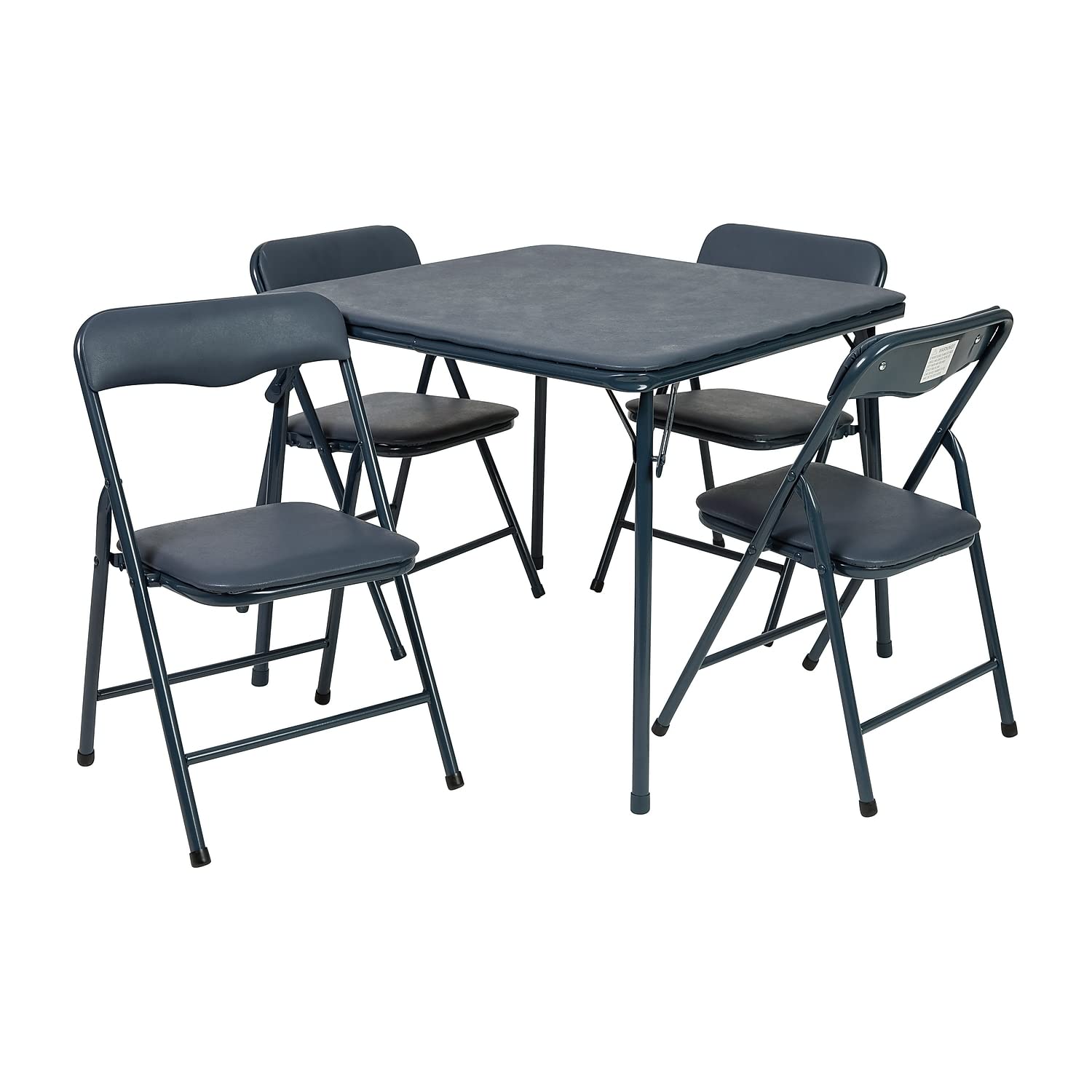 Flash Furniture Mindy Kids Navy 5-Piece Folding Table and Chair Set - Compact Play & Study Furniture for Small Spaces, Daycare, Preschool & Home Learning