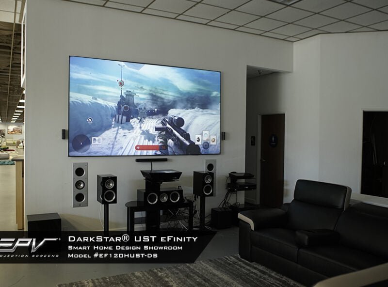 EPV Dark Star UST Edge Free eFinity Projector Screen - 4K Ultra Short Throw Projection Screen for Home Theater & Outdoor Movies - Perfect for Living Rooms, Gaming & Backyard Entertainment