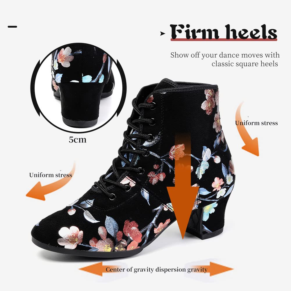 AOQUNFS Women's Latin Dance Shoes - Professional Ballroom Salsa Shoes with Lace-Up Design for Practice & Performance | Comfortable GB-YH Model for Dance Classes, Performances & Social Dancing