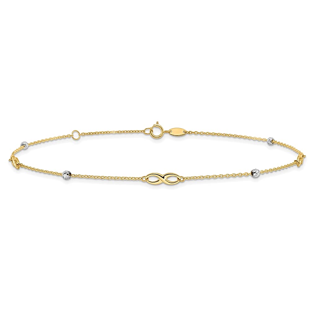 14K Solid Two Tone Gold Infinity Twisted Love Knot Anklet - 10 Inch Adjustable Summer Beach Foot Bracelet for Women | Perfect for Vacation, Wedding, Gift & Everyday Wear