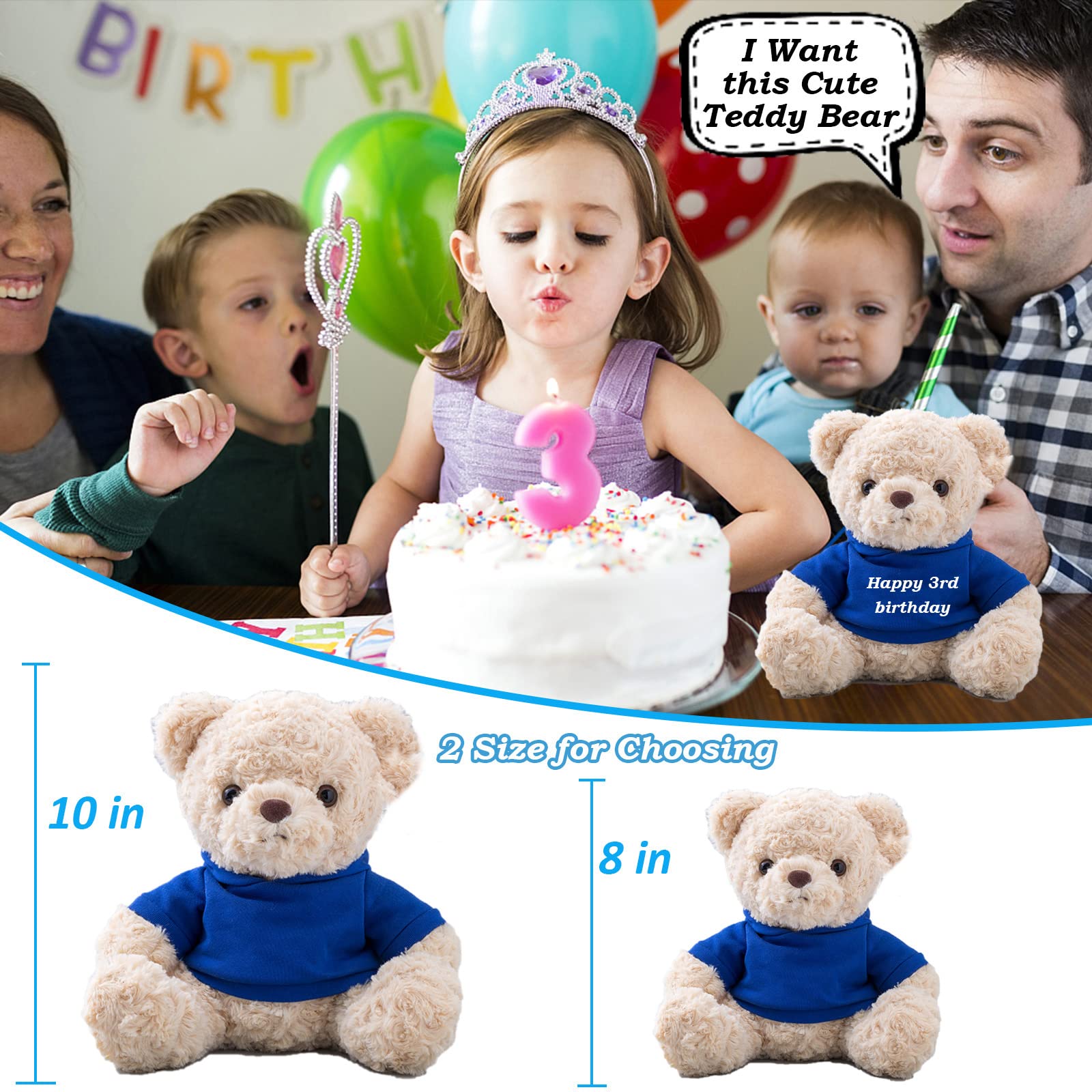 Custom Teddy Bear with Hoodie & Personalized Text - Unique Gift for Women, Men, Family & Friends - 10 Inch Blue Plush Bear for Christmas, Valentine's Day, Birthdays - Perfect for Anniversaries, Baby Showers & Romantic Surprises