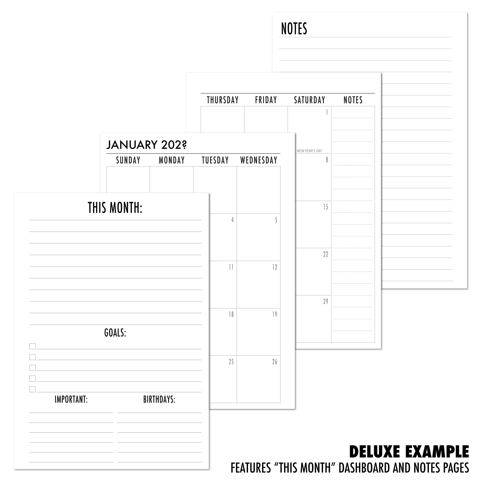 A5 12-Month Planner Refill 2025 (January - December) - 5.83