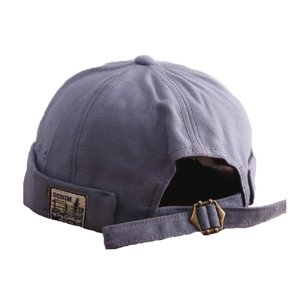 Men's Docker Cap - Adjustable Beanie Sailor Hat with Rolled Cuff - Retro Brimless Worker Hat for Outdoor Activities, Fishing & Winter Sports