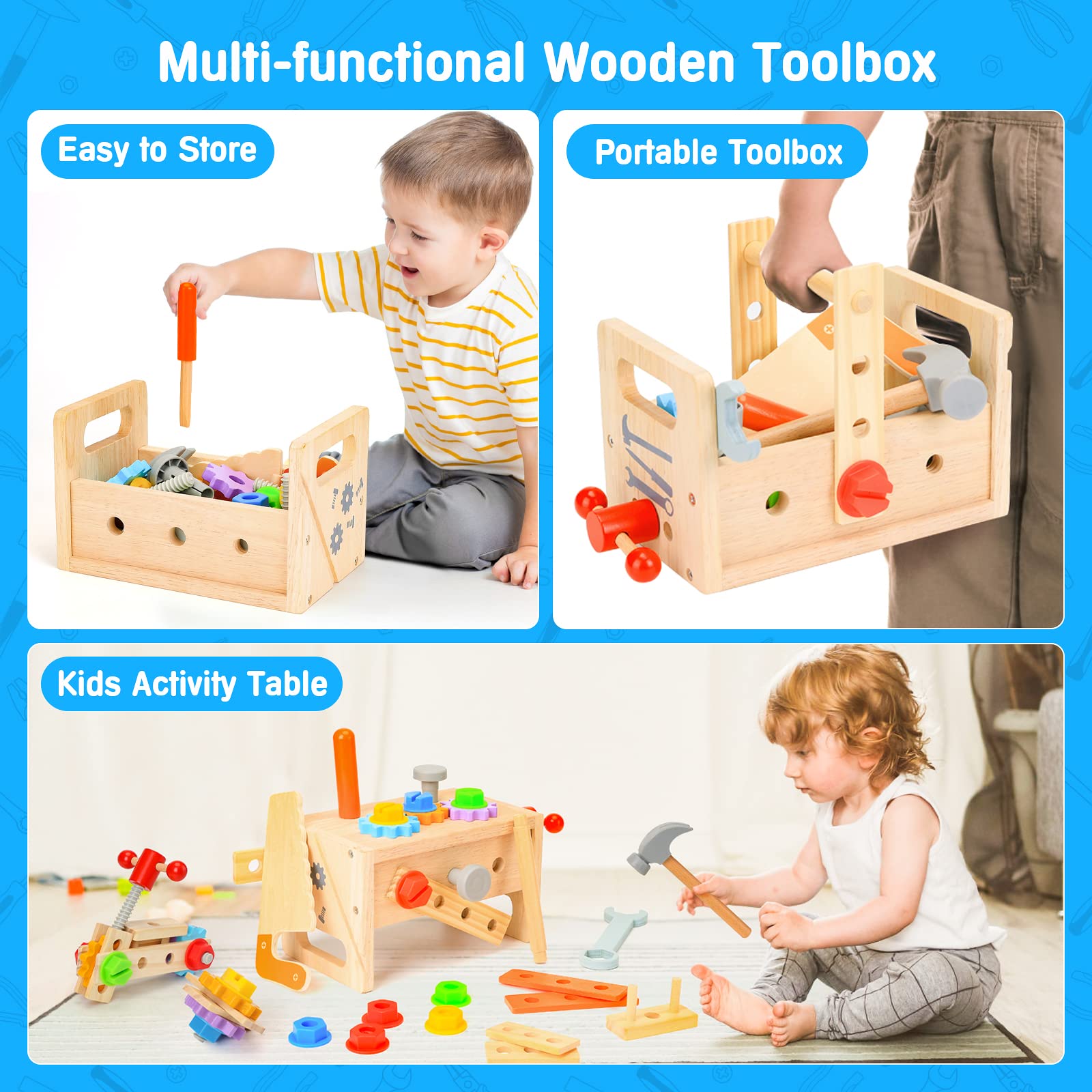 **29Pcs Wooden Tool Set for Kids Ages 2-5 | STEM Educational Montessori Toys for Toddlers | Construction Learning Activities | Perfect Gift for Boys & Girls | Ideal for Preschool Play & Early Development**