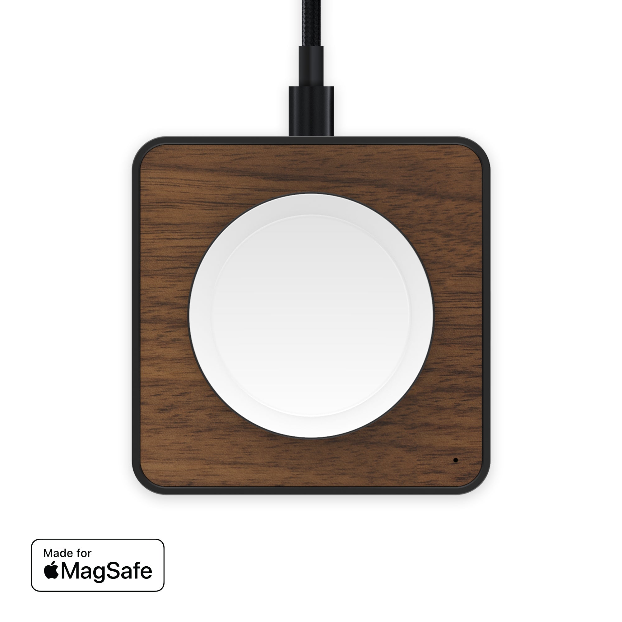 Premium Walnut Wood Wireless Charging Pad with MagSafe® - Fast Qi Charger for iPhone 14/13/12, AirPods & Android Phones - Elegant Desktop Charging Station for Home & Office