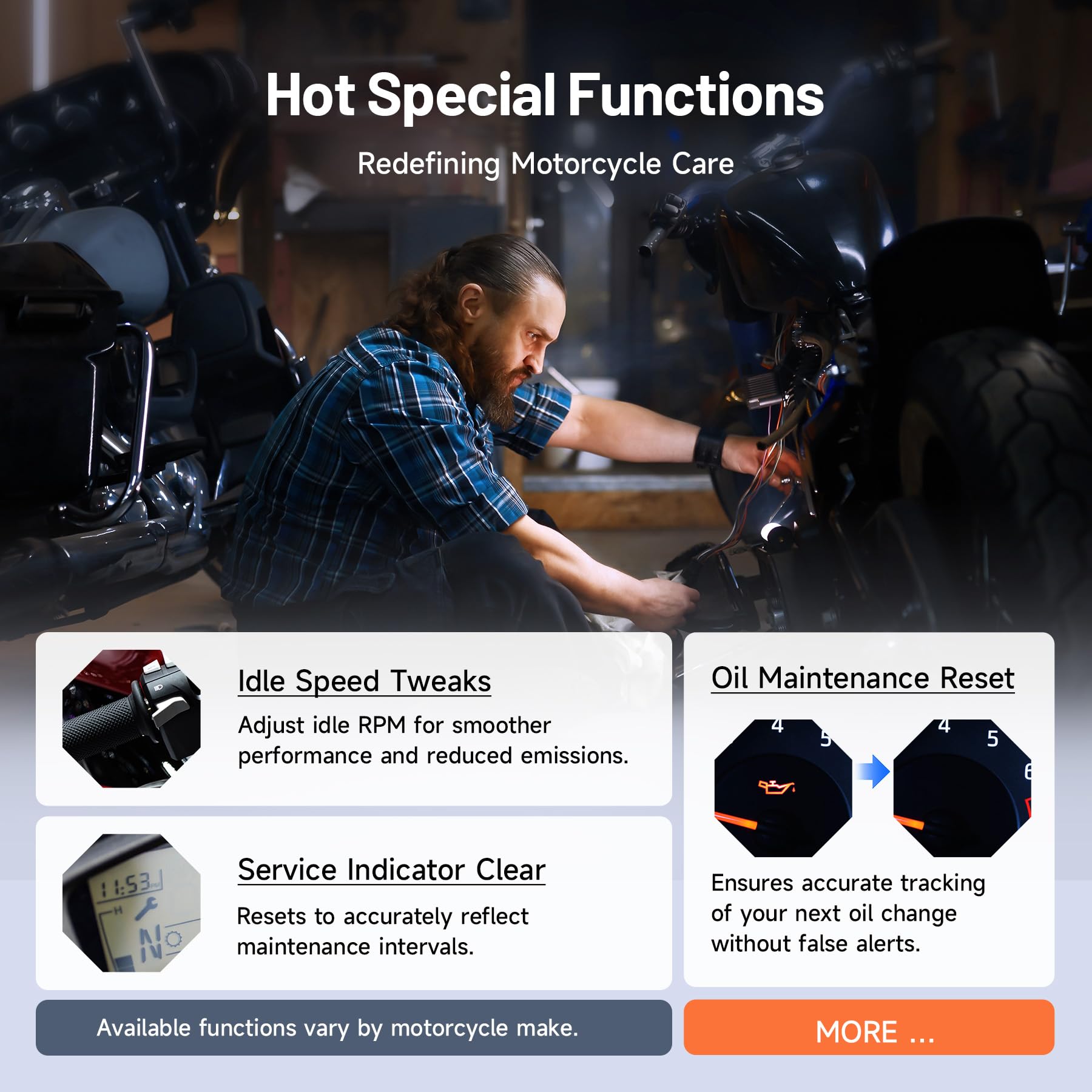 TOPDON TopScan Moto Motorcycle Diagnostic Scanner - All System Bidirectional Scan Tool for Harley, Ducati, BMW & Japanese Bikes | Reset Services & AutoVIN | Professional Motorcycle Repair & Maintenance Diagnostic Device for Home & Shop Use