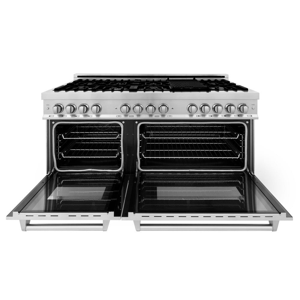 ZLINE 60 Inch Professional Kitchen Package - Stainless Steel Dual Fuel Range & Convertible Vent Hood (2KP RARH60) | Perfect for Home Chefs & Modern Kitchens