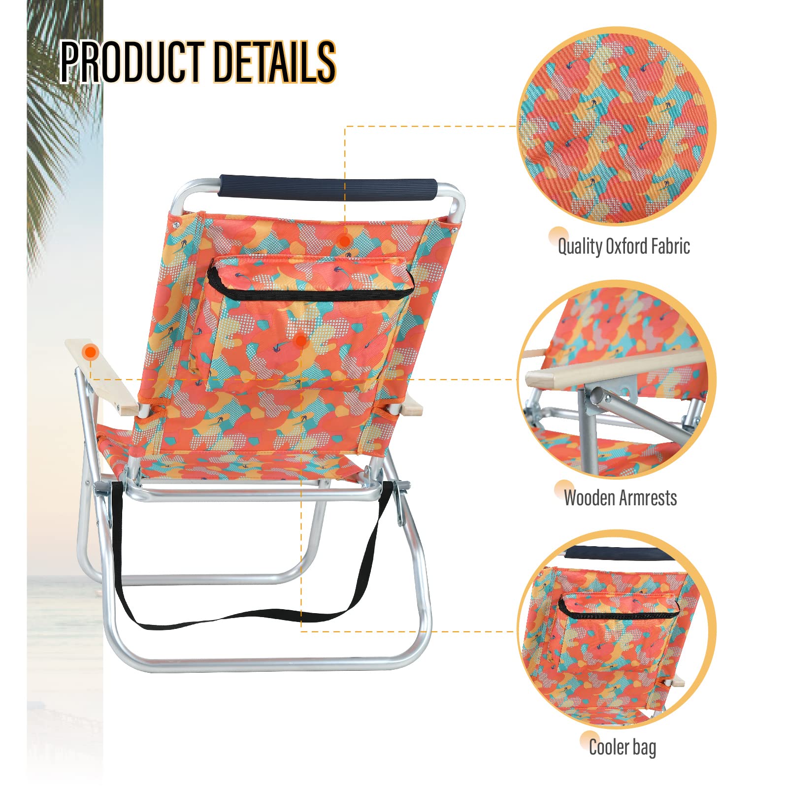 LET'S CAMP High Back Folding Lawn Chair with Insulated Cooler Bag & Shoulder Strap - 3-Position Adjustable Outdoor Camping Chair for Beach, Garden, Concert, Picnic, BBQ - Portable & Comfortable - Set of 2 Camo Chairs - Perfect for Backyard Relaxation, Tailgating, and Summer Festivals
