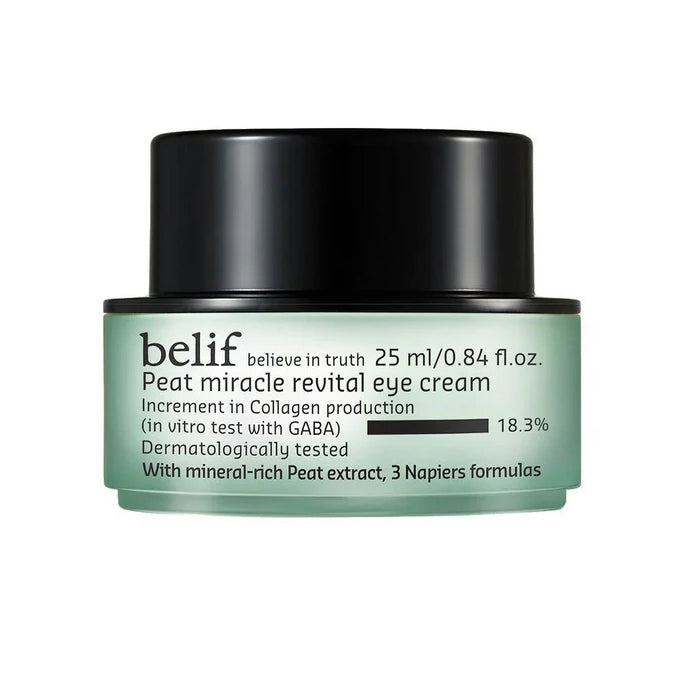 belif Peat Miracle Revital Eye Cream 25ml - Hydrating & Anti-Aging Eye Treatment for Dark Circles & Puffiness - Perfect for Daily Skincare Routine & Nighttime Use