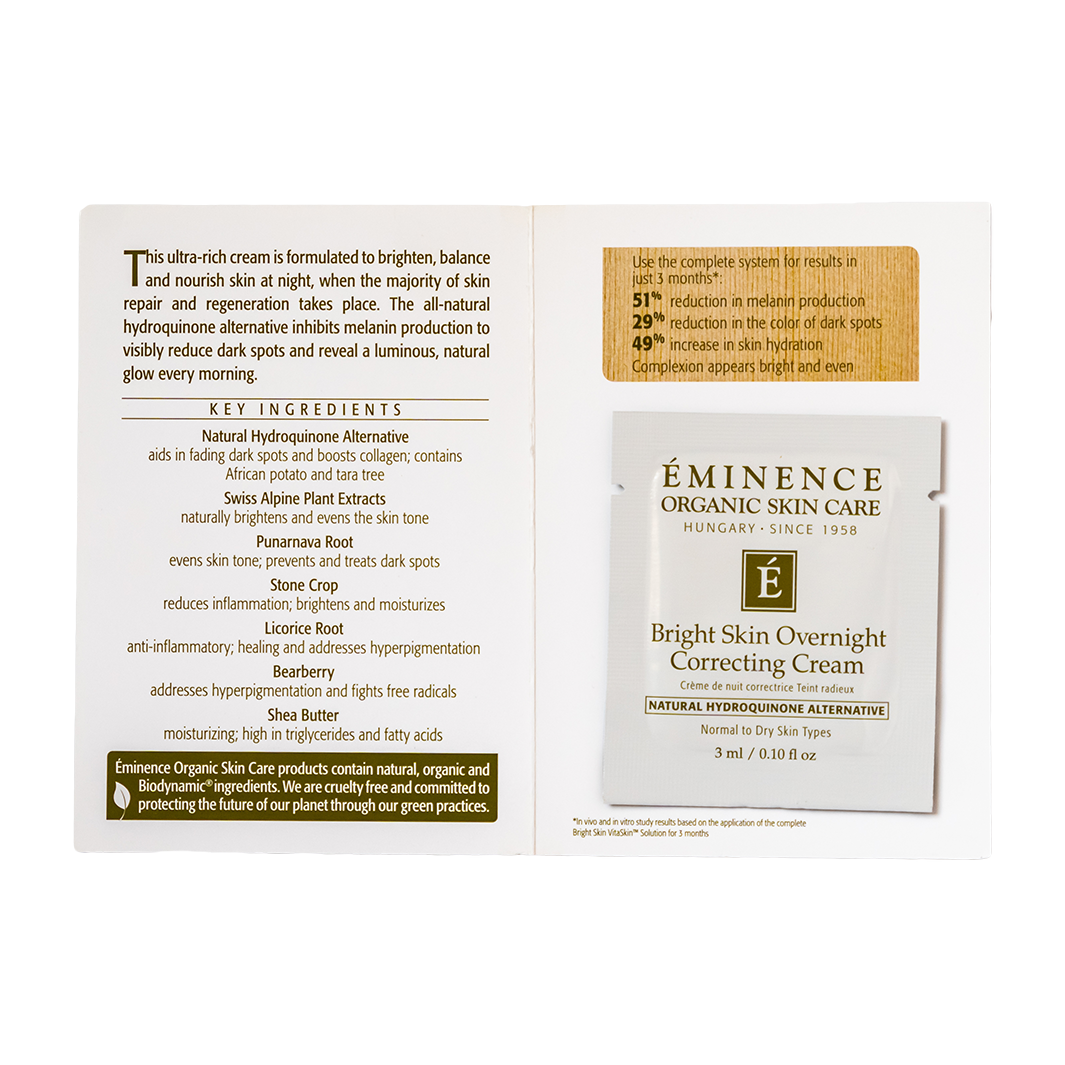 Eminence Organics Bright Skin Overnight Correcting Cream - Dark Spot Treatment & Skin Brightening for Face - Perfect for Nighttime Skincare Routine