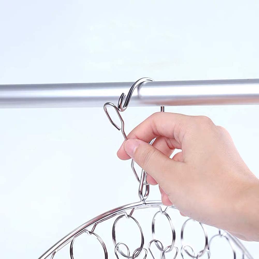 Stainless Steel 10-Pack Laundry Drying Rack with Clips - Windproof Sock & Clothes Hanger for Bras, Underwear, Towels, Diapers - Perfect for Small Spaces, Apartments, and Outdoor Drying
