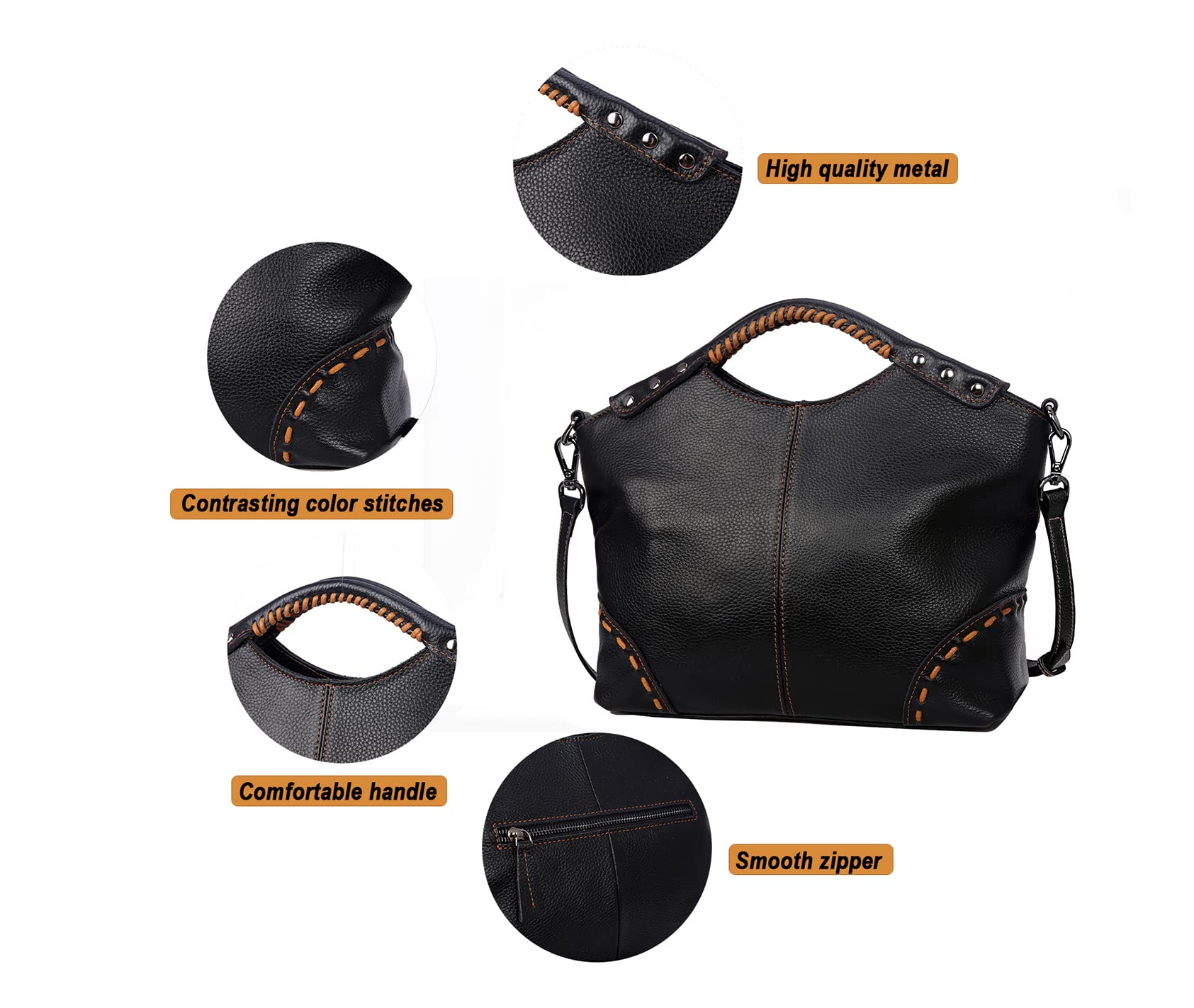 HESHE Genuine Leather Satchel Crossbody Bag for Women - Stylish Designer Tote Purse with Multiple Compartments & Top Handle - Perfect for Work, Travel & Everyday Use