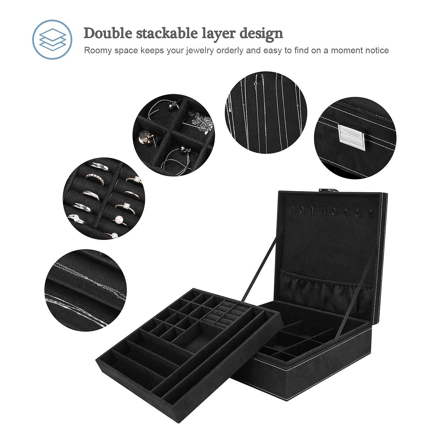 ProCase Jewelry Box Organizer with 12 Slots - Travel Watch Storage Case for Women & Men | Perfect for Necklaces, Rings, Earrings & Watches - Great for Home, Office & Travel Use