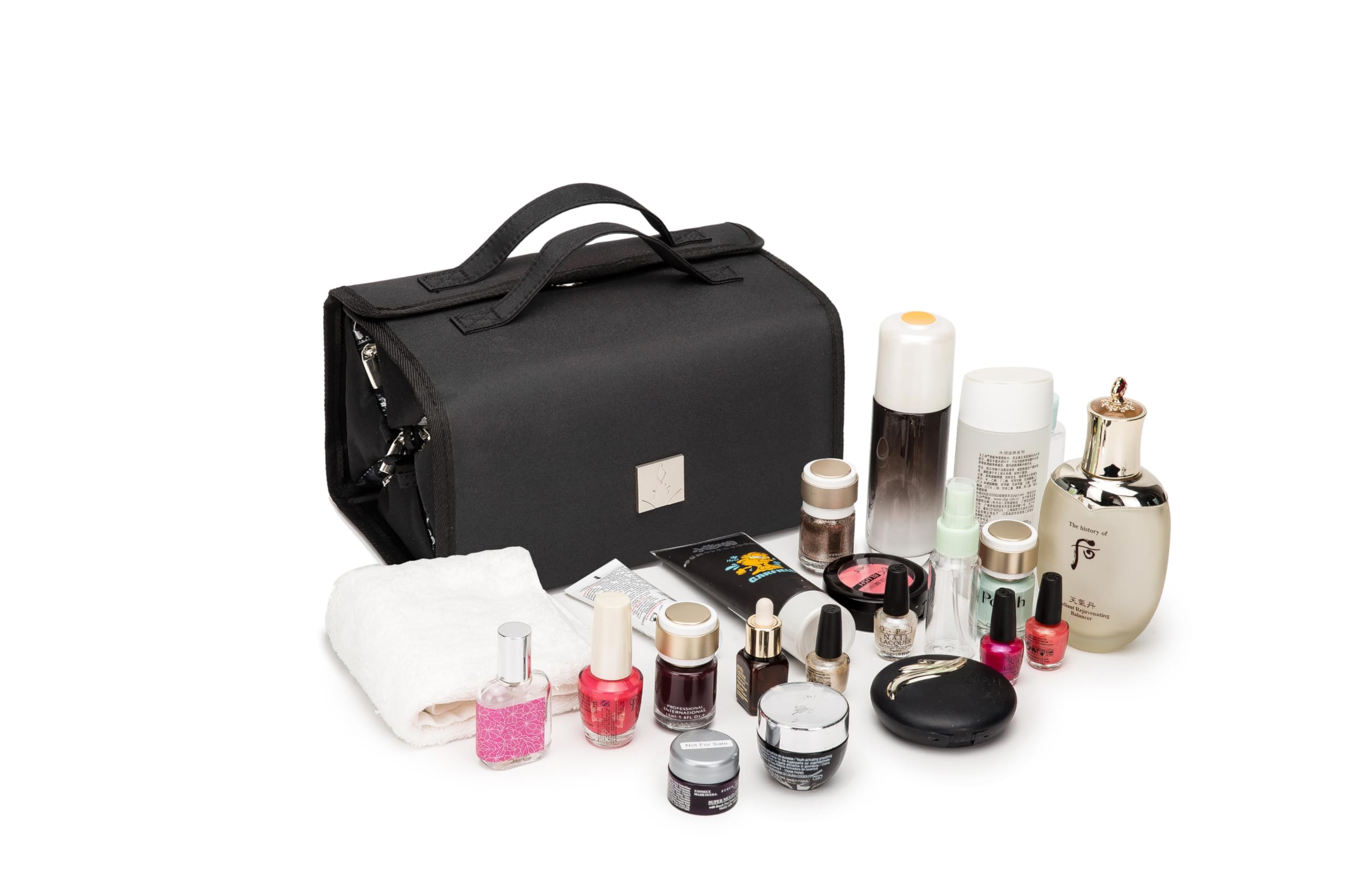 Roll Up Makeup Bag - Travel Toiletry Organizer with 4 Clear TSA Approved Pouches, Hanging Cosmetic Bag for Women & Men | Perfect for Air Travel, Gym, Camping & Daily Use