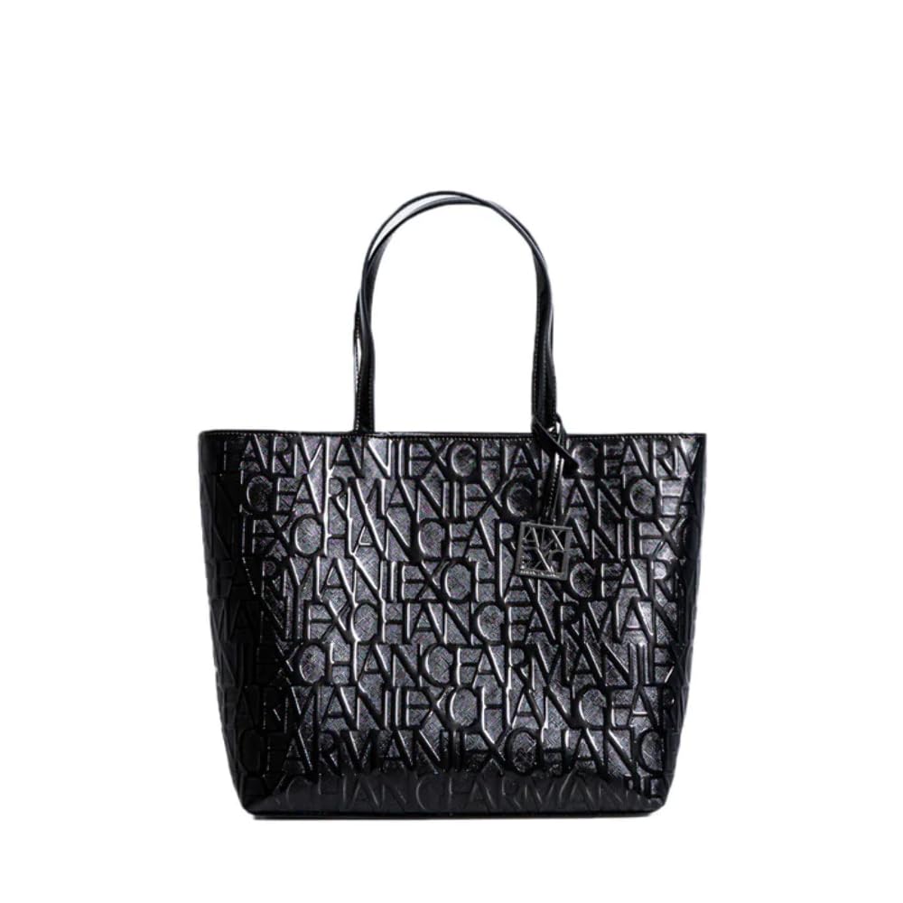 Armani Exchange Embossed Logo Zip Top Tote Bag for Women - Stylish Designer Handbag for Work, Travel & Everyday Use