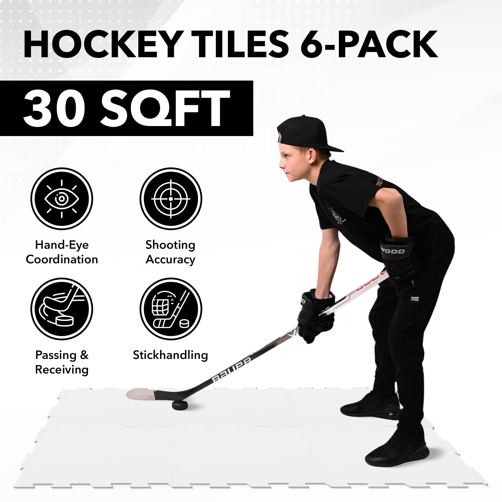 Premium Synthetic Ice Tiles for Hockey Training - Real Ice Simulation Dryland Hockey Training Platform for Shooting, Passing & Stickhandling - Durable Double-Sided Design - Perfect for Home, Backyard & Professional Hockey Practice