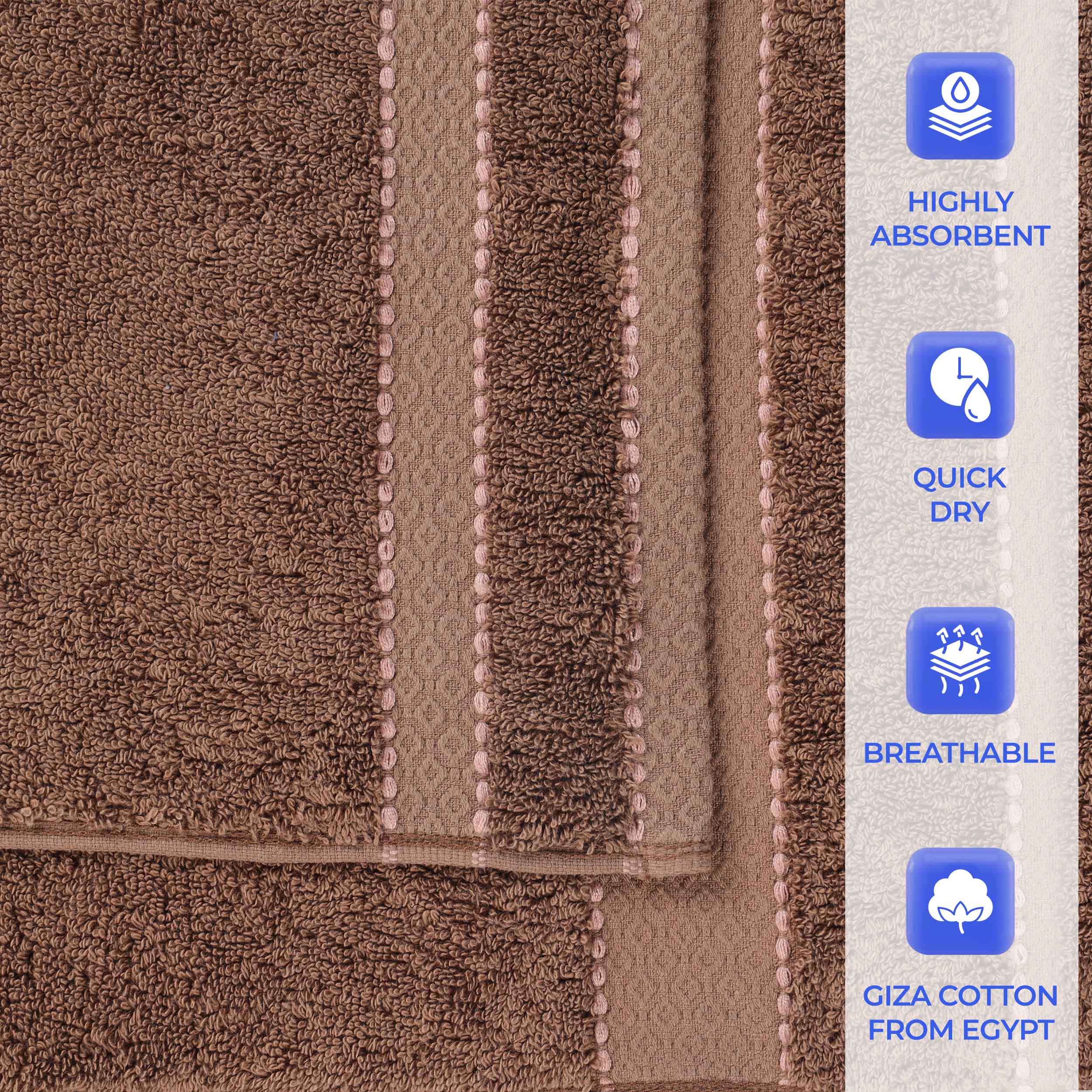 Premium Egyptian Giza Cotton Dobby 3-Piece Bath Towel Set - Ultra Absorbent, Soft & Luxurious for Spa, Bathroom, and Guest Use
