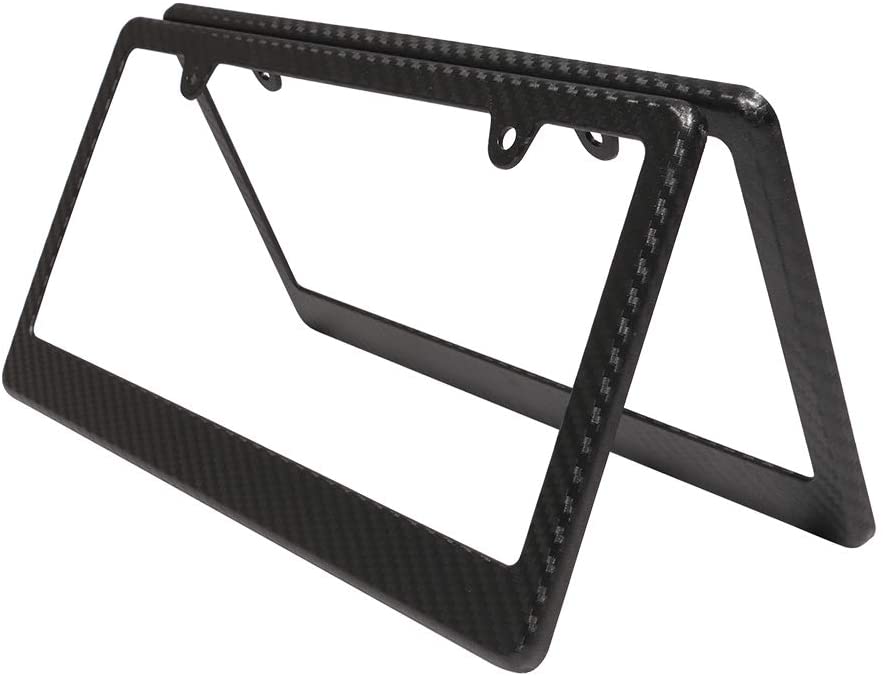 2-Pack Carbon Fiber Texture License Plate Frame Holder Bracket - Durable Plastic Car Accessory for Vehicle Customization & Personalization | Perfect for Cars, Trucks & SUVs