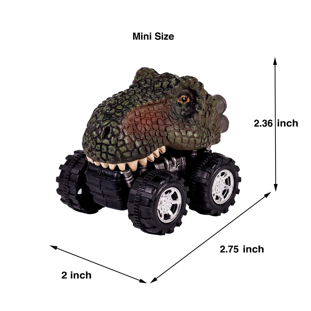 DINOBROS Dinosaur Pull Back Cars Toy Set - 6 Pack Dino T-Rex Vehicles for Boys & Girls Ages 3-7 - Fun Educational Toys for Kids Birthday Gifts & Pretend Play