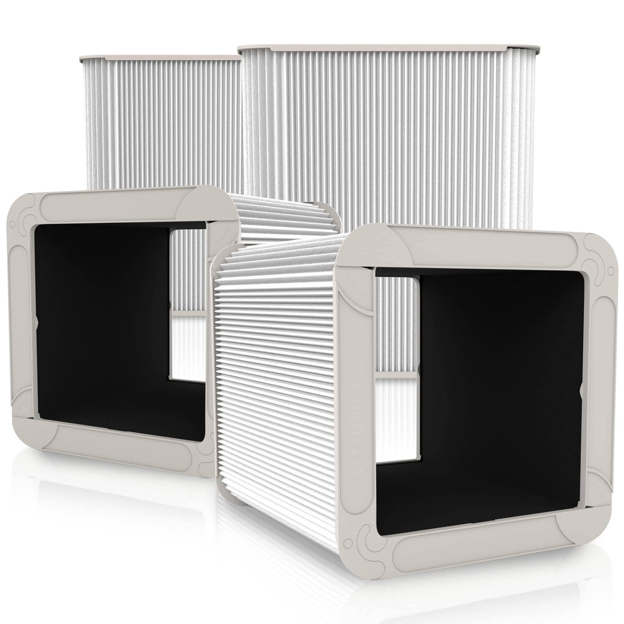 Crucial Replacement HEPA & Carbon Air Filters 4-Pack - Compatible with Blue Pure 211+ & Blue Pure 211 Plus Air Purifiers - Removes Dust, Pollen & Odors for Cleaner Indoor Air - Perfect for Bedrooms, Living Rooms & Offices