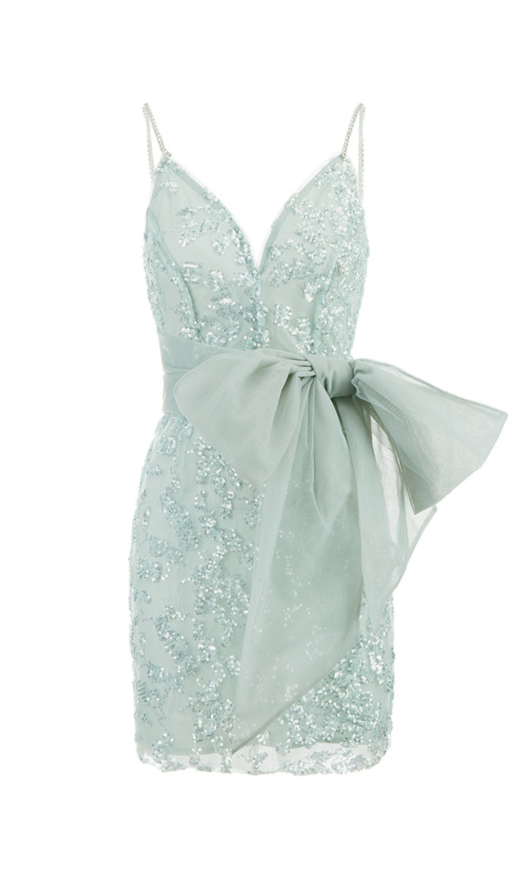 Sparkly Green Bow Mini Dress for Women - Perfect for Parties, Weddings & Special Occasions