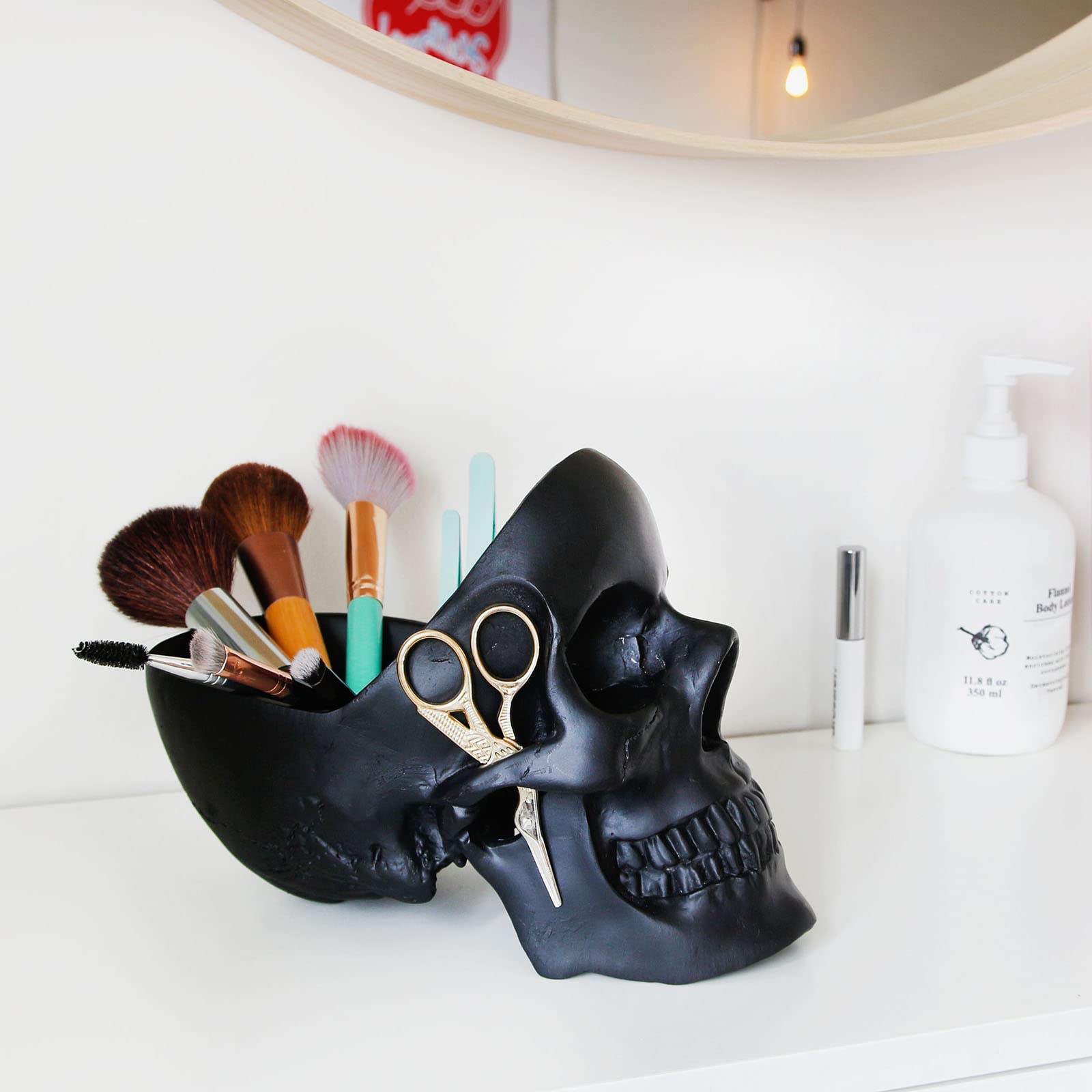 Gothic Skull Desk Organizer - Black Jewelry Box & Key Holder with Trinket Dish | Gothic Home Decor for Women | Perfect for Bedroom, Office & Goth Gift Ideas | Suck UK