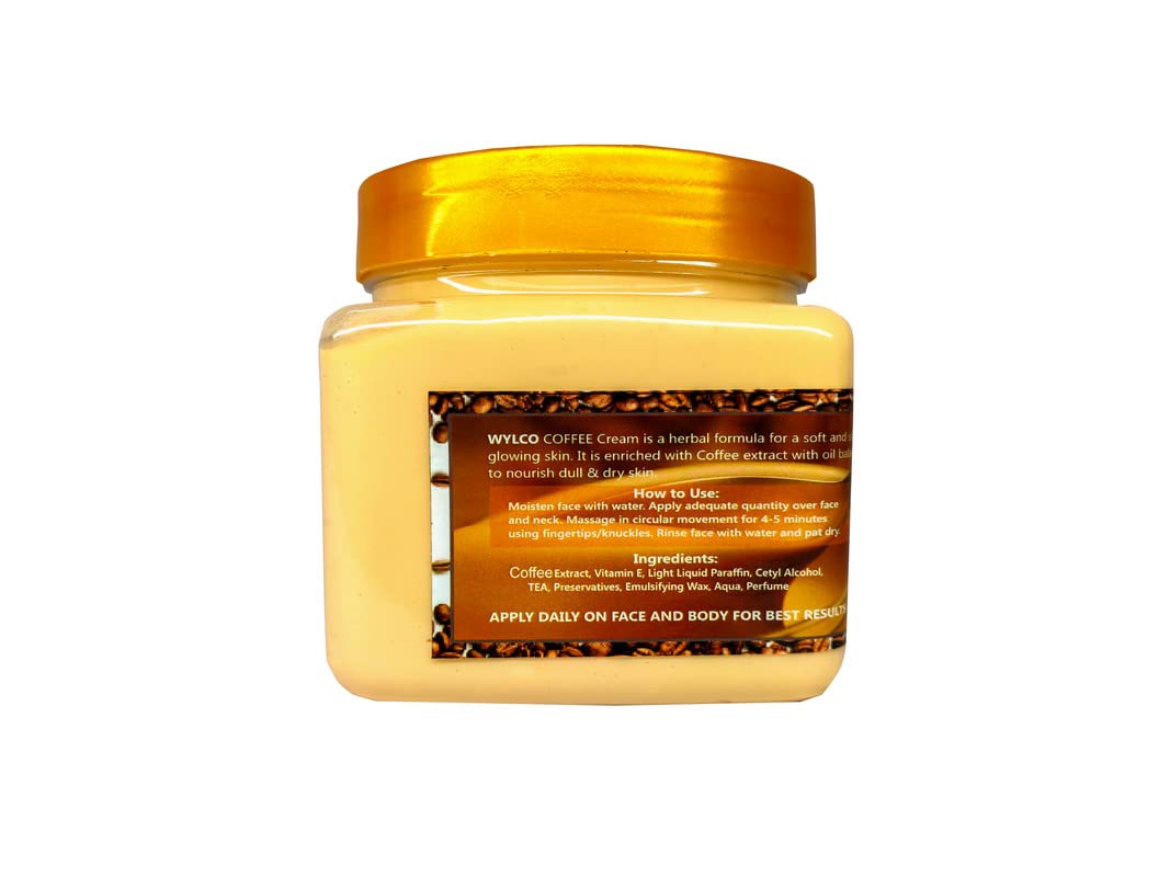 Wylco Coffee Massage Cream for Face & Body - All Skin Types | Smoothing & Firming Skincare with Coffee Extracts | Improves Skin Elasticity & Radiance | Perfect for Spa Days & At-Home Self-Care Routines