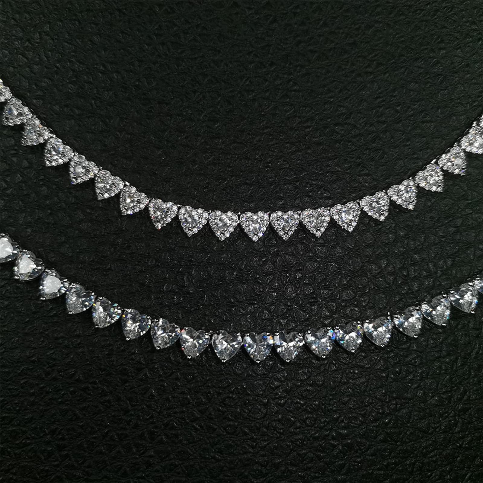 Trendy Iced Out Heart-Shaped Tennis Chain Necklace - Gold Plated Hip Hop Jewelry with Sparkling Zircon Stones for Men & Women | Perfect for Parties, Date Nights & Streetwear Fashion