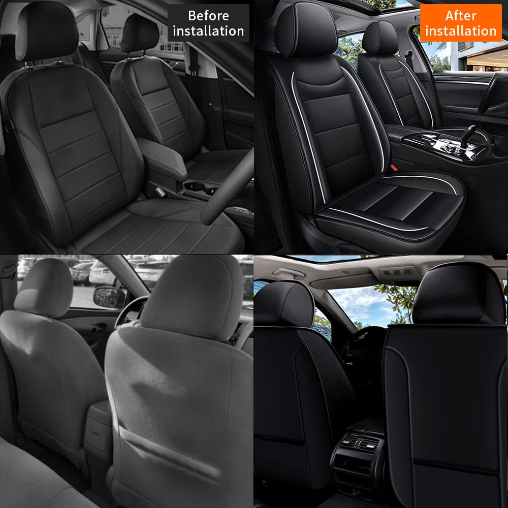 Premium Faux Leather Car Seat Covers for Subaru Outback 2010-2025 - 2-Piece Front Set in Black | Durable Seat Protectors & Cushions | Perfect for Daily Commutes, Road Trips & Pet Protection
