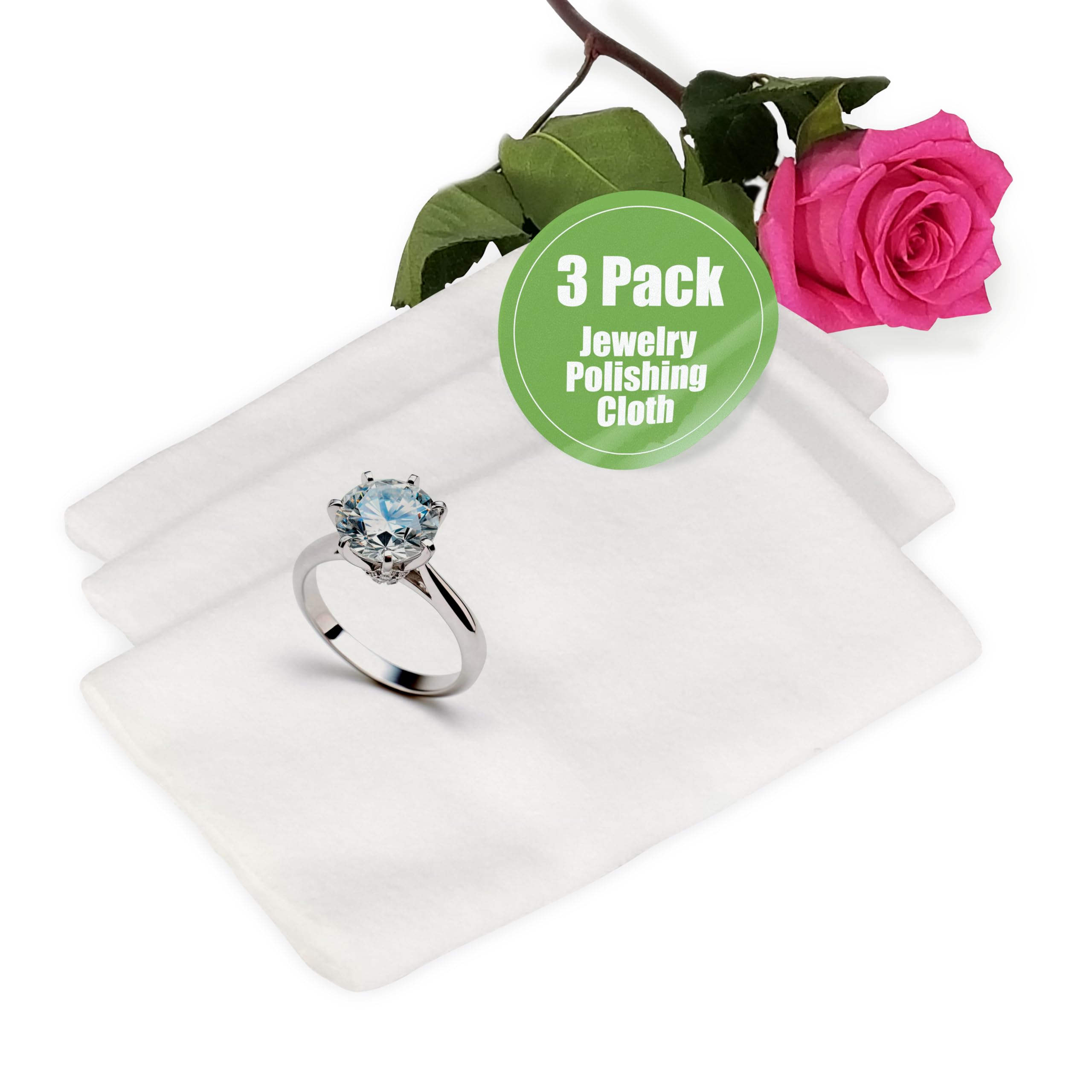Sparkle Bright All-Natural Jewelry Cleaner Kit with 100% Cotton Flannel Polishing Cloth (3-Pack) - Safe for Gold, Silver & Gemstones | Perfect for Wedding Rings, Necklaces & Earrings Cleaning at Home